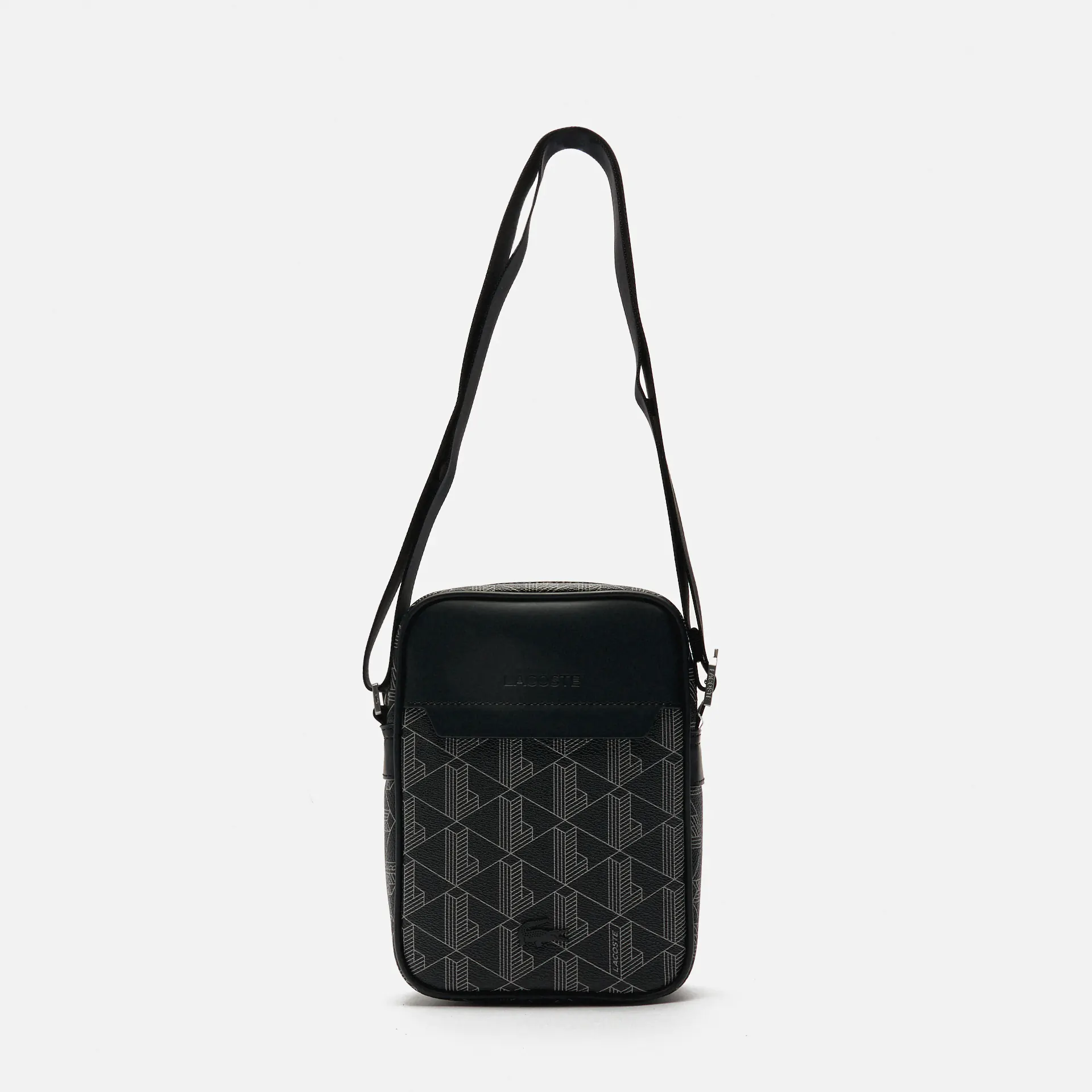 Lacoste The Blend Vertical Monogram Crossover Bag Black