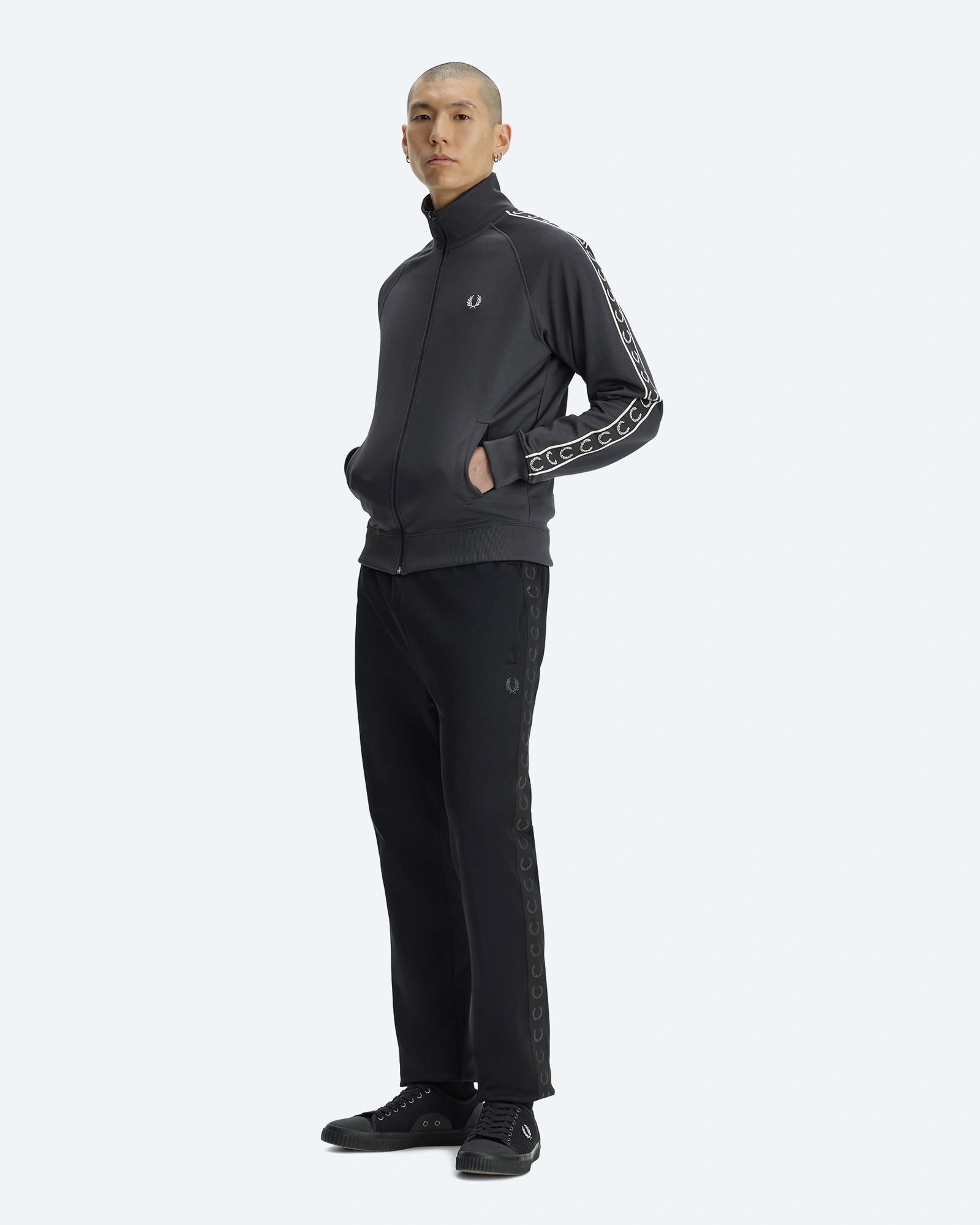 Contrast Tape Track Jacket Anchor Grey