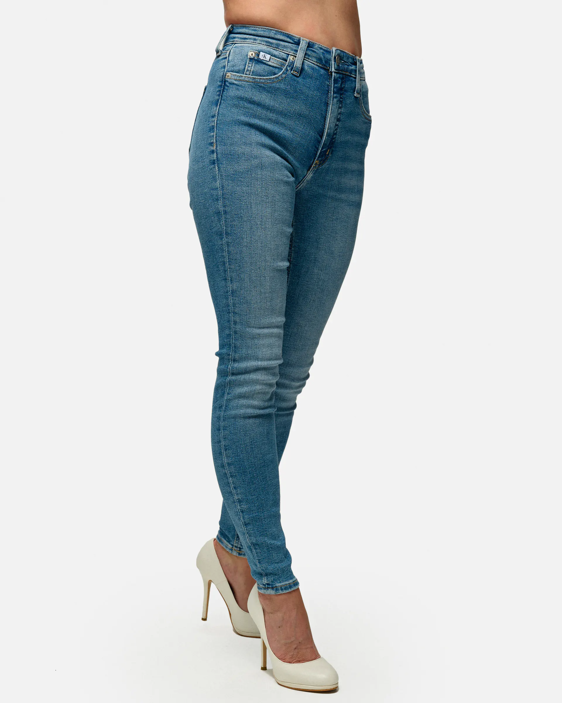 Calvin Klein High Rise Super Skinny Ankle Jeans Denim Light