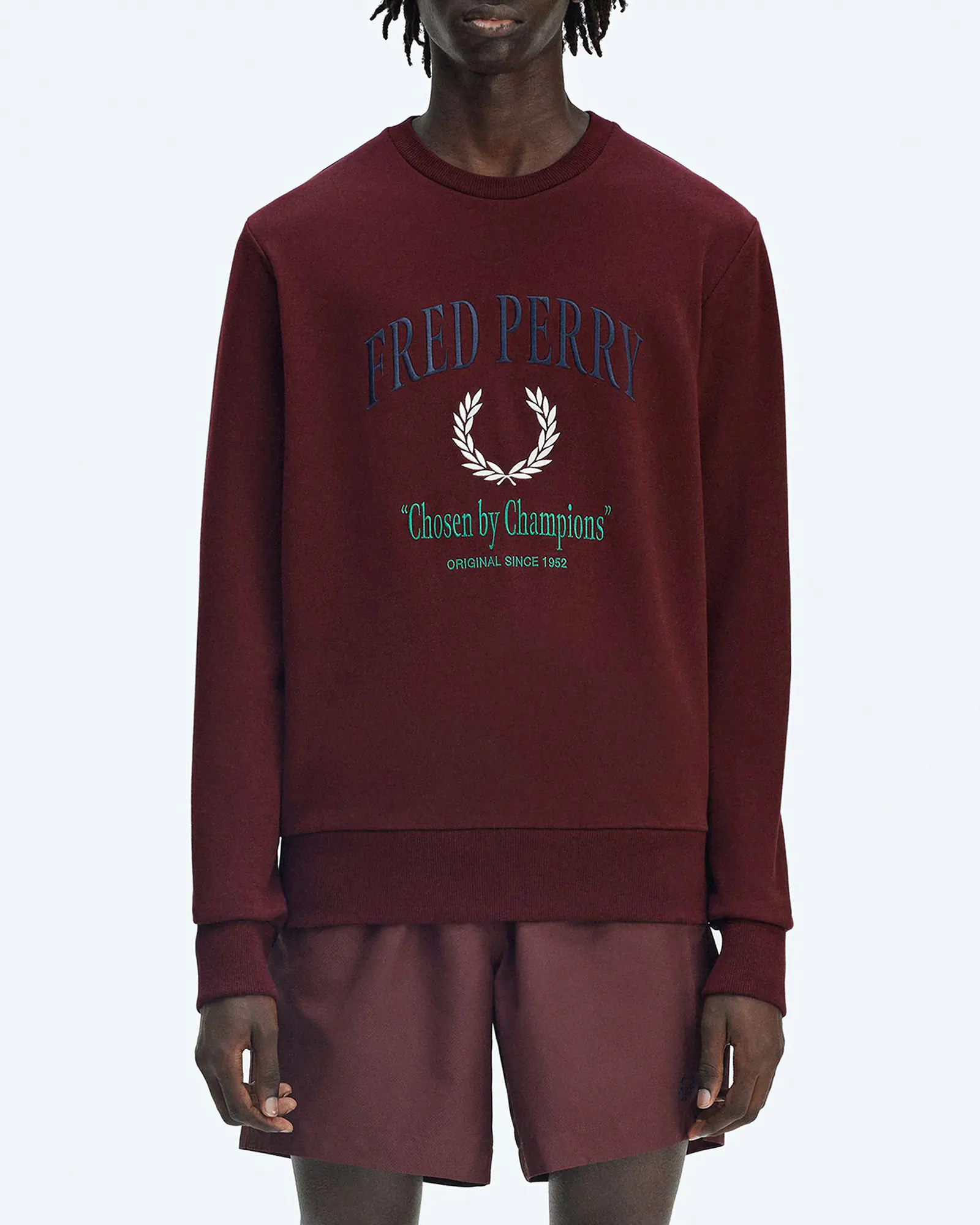 Fred Perry Embroidered Champion Sweatshirt Oxblood