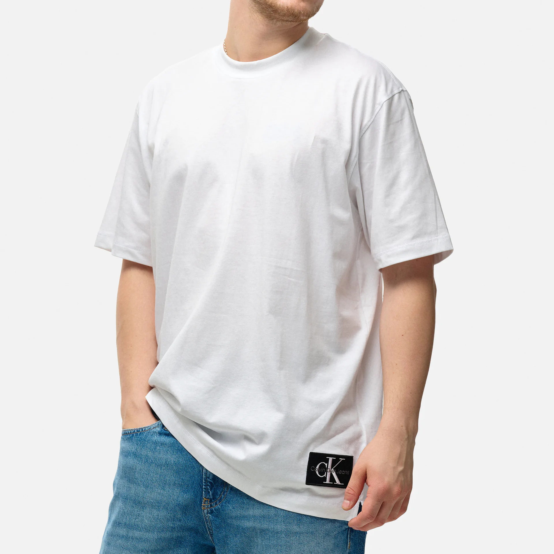 Calvin Klein Jeans Monologo Badge T-Shirt White