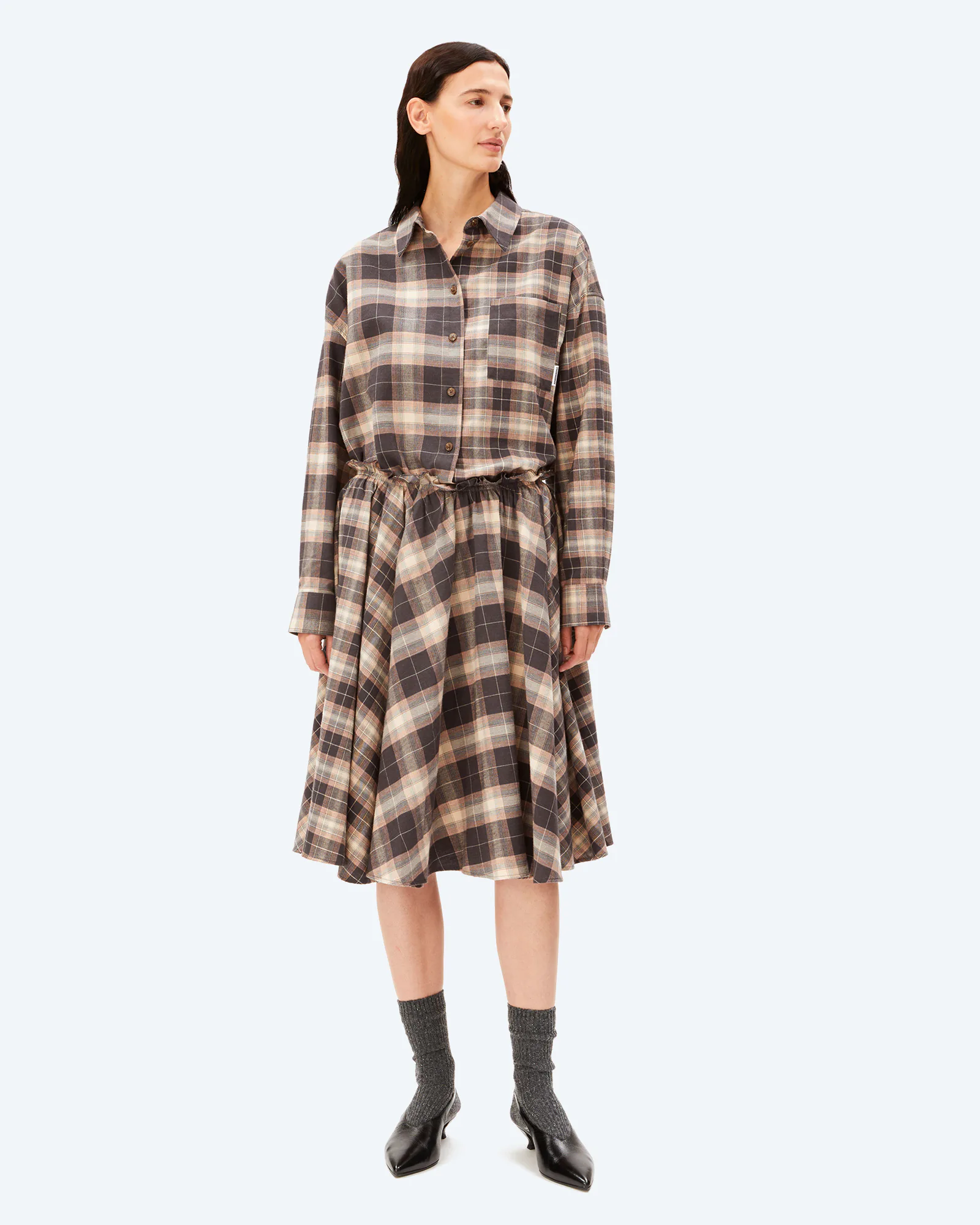 Nalaani Patched Check Blouse Moonshadow/Sandstone