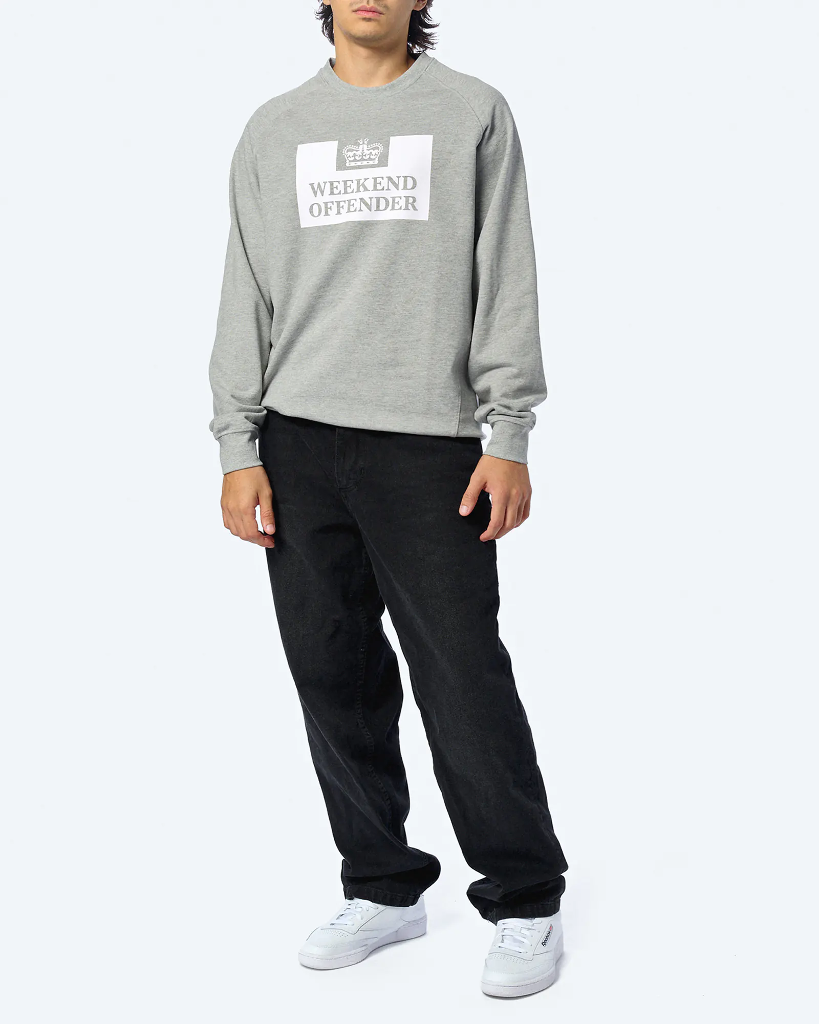 Weekend Offender Penitentiary Classic Sweatshirt Grey Marl Weekend Offender Penitentiary Classic Sweatshirt Grey Marl