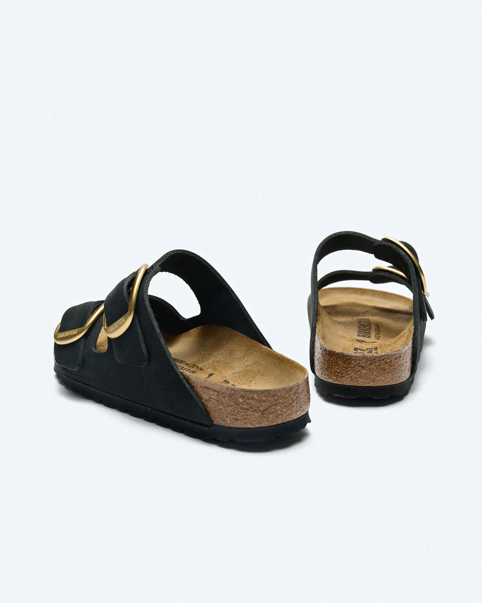 Birkenstock Arizona Big Buckle Nubuk Leather (Narrow Fit) Sandals Black/Gold