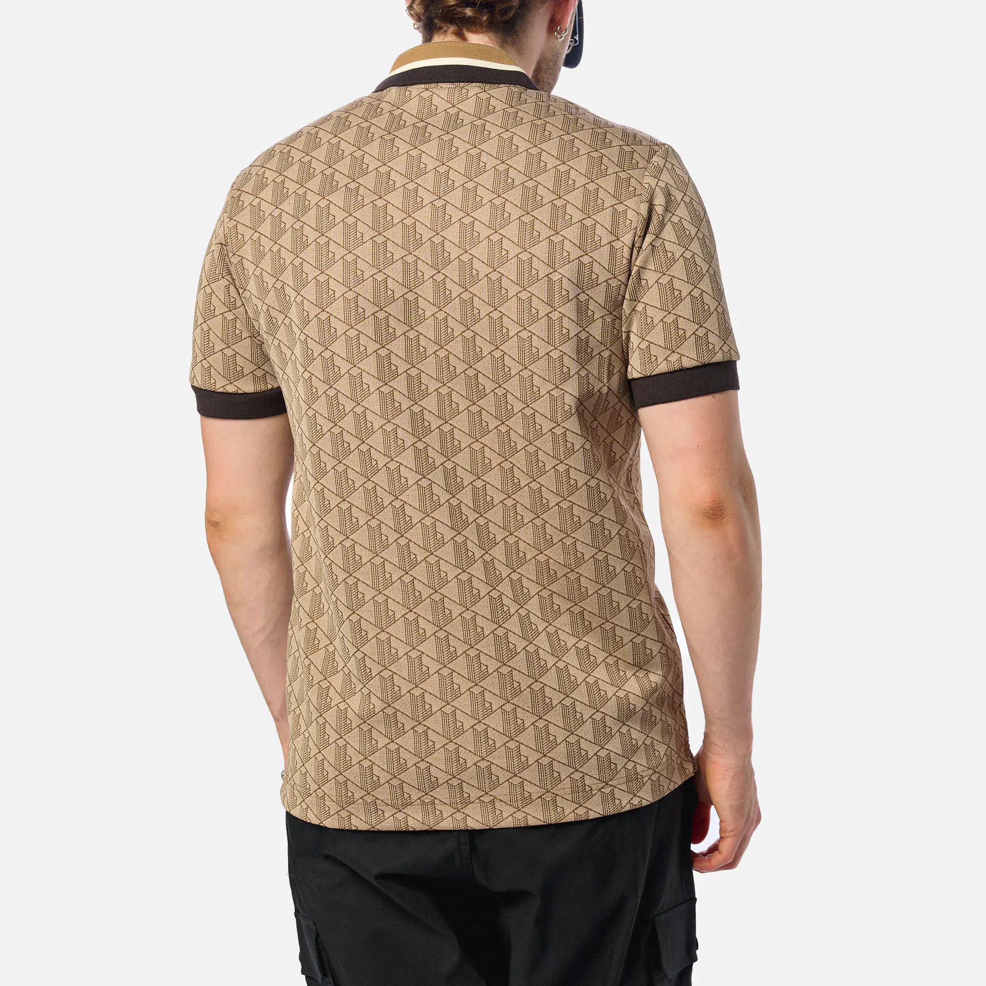 Lacoste Classic Fit Monogram Poloshirt Croissant/Cookie/Port