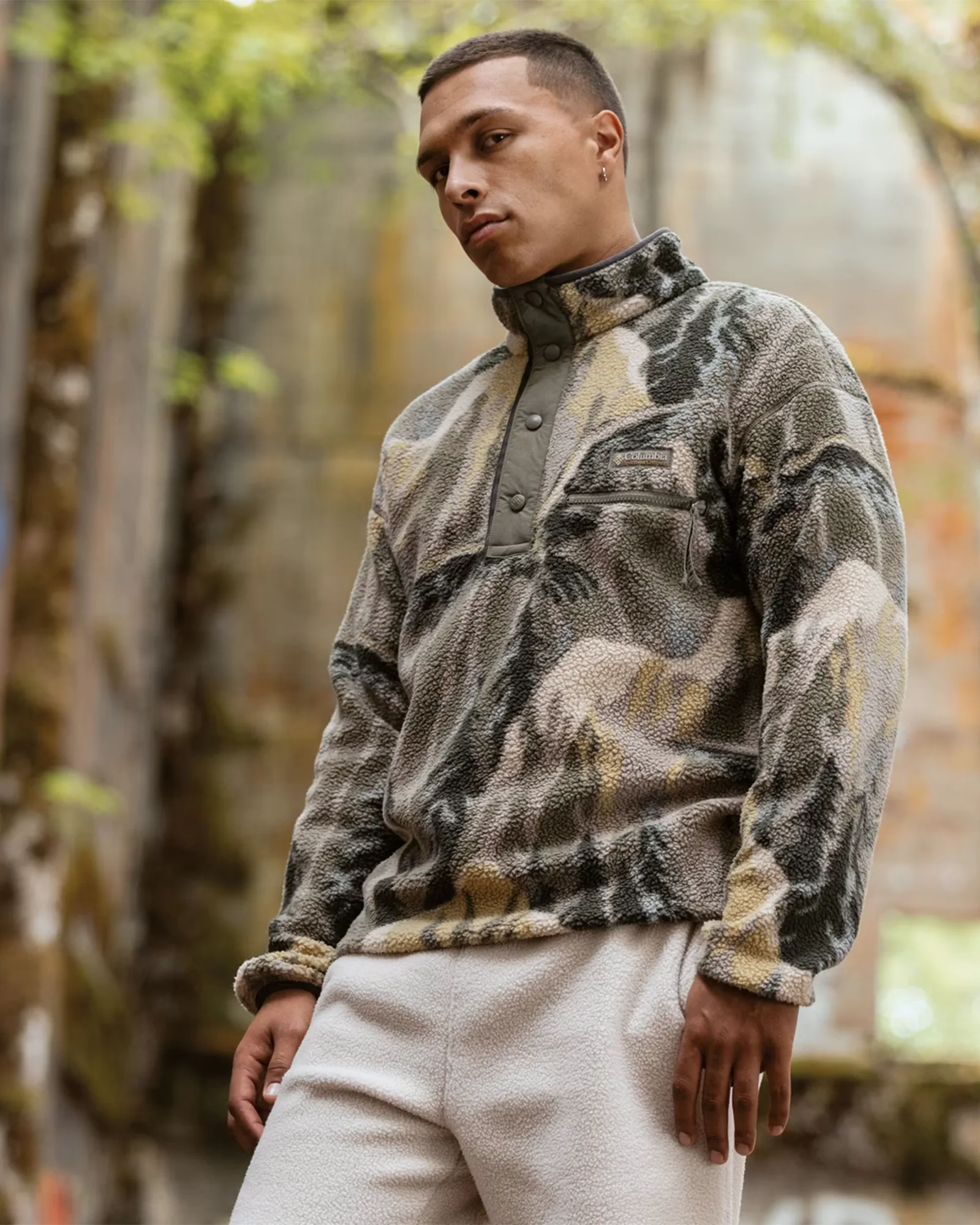Helvetia™ II Printed Half Snap Fleece Stone Green Soa