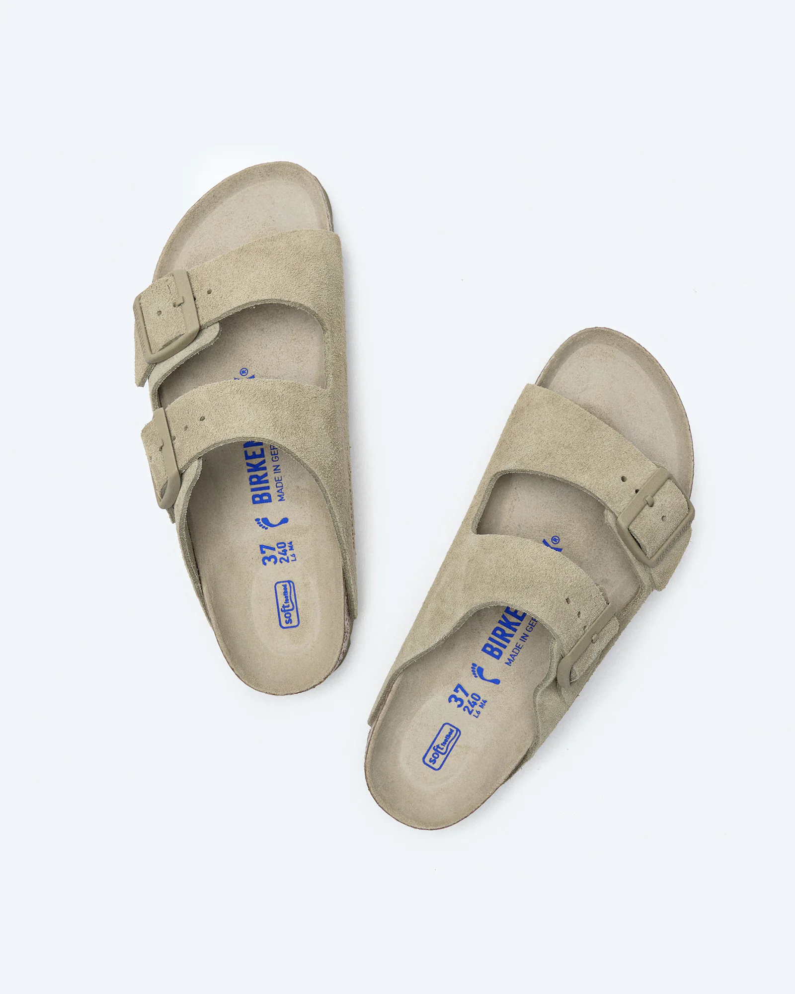 Birkenstock Women Arizona Suede Leather Sandals Narrow Faded Khaki