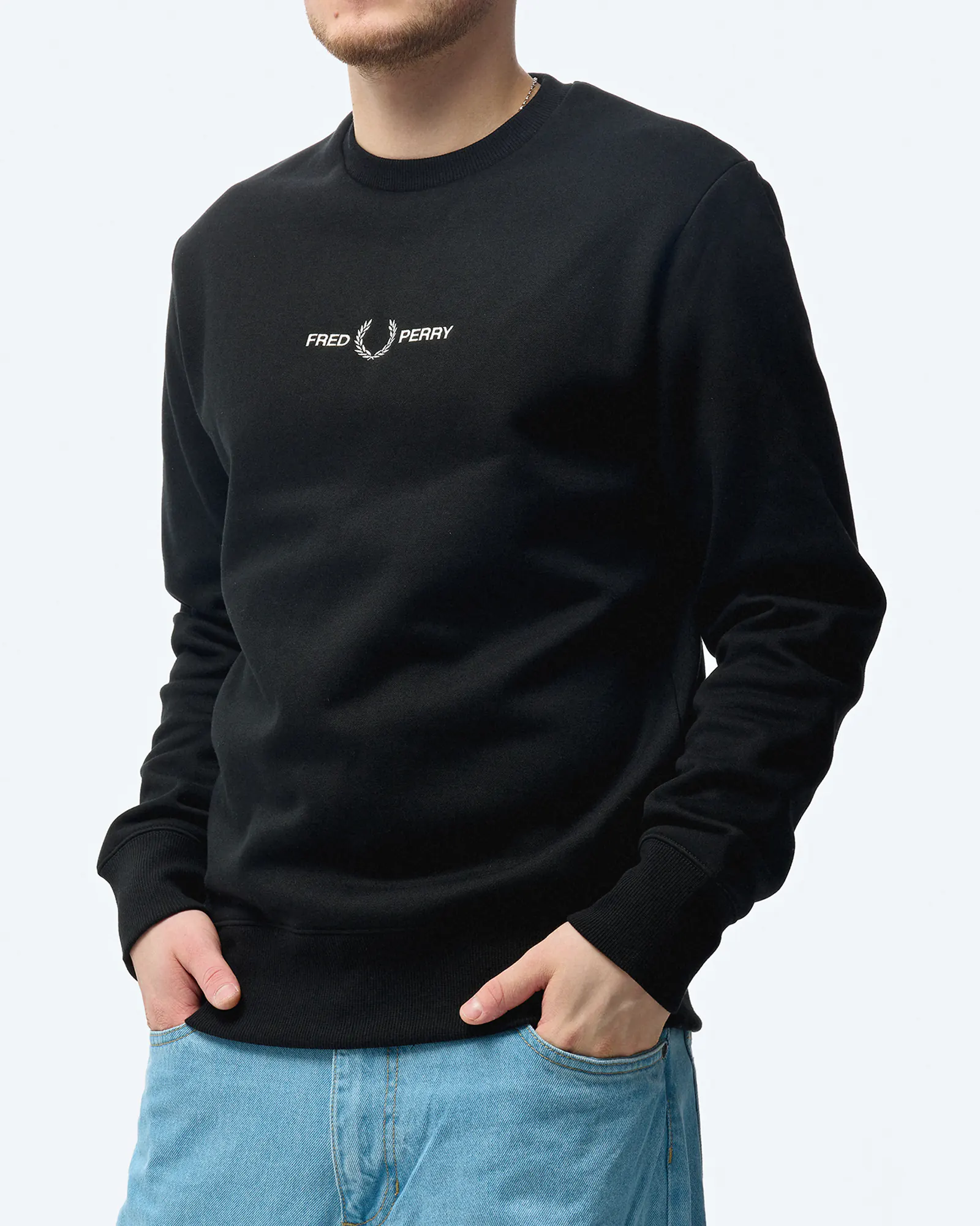 Fred Perry Embroidered Sweatshirt Black Fred Perry Embroidered Sweatshirt Black