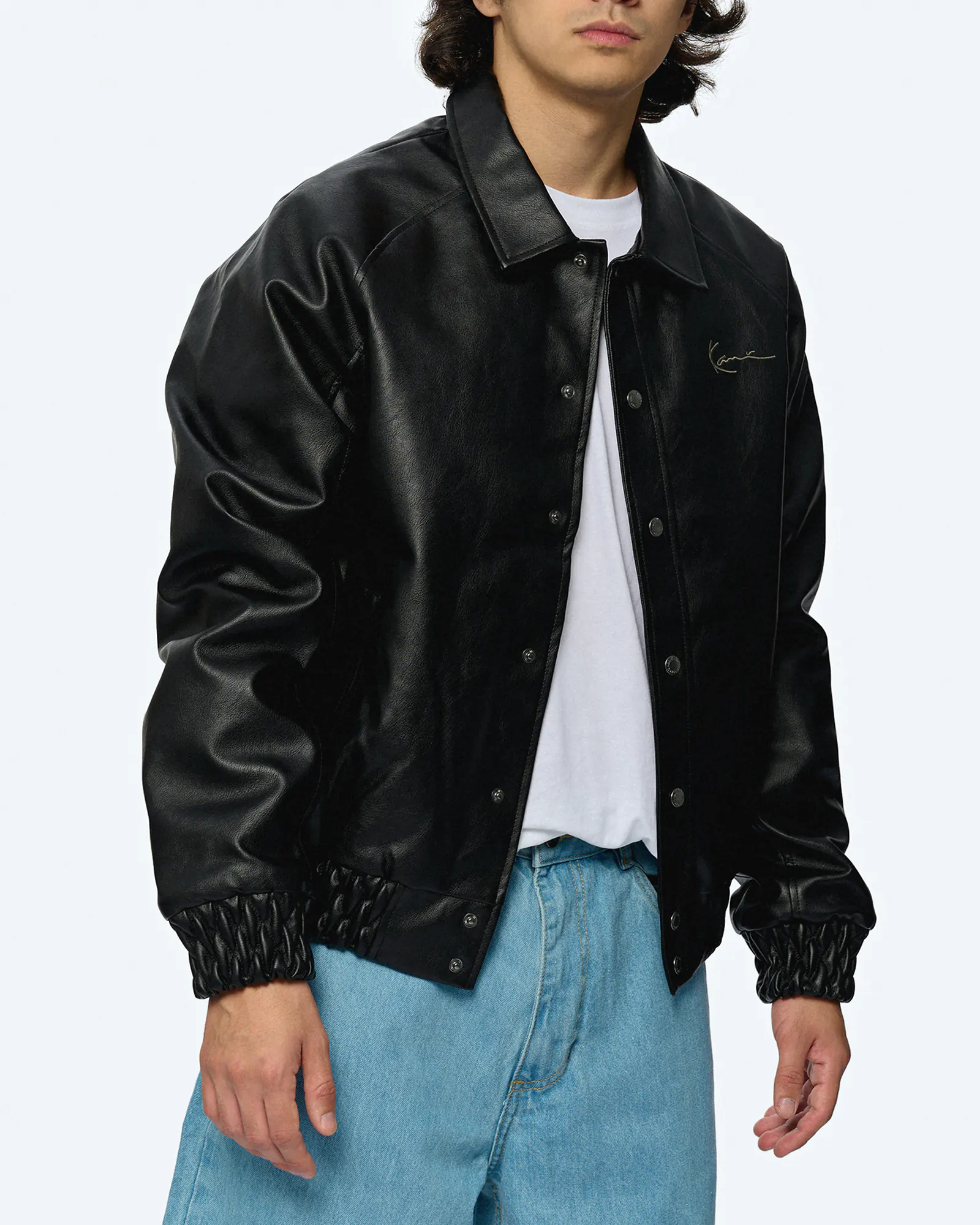 Karl Kani Star Full Pu College Jacket Black Karl Kani Star Full Pu College Jacket Black