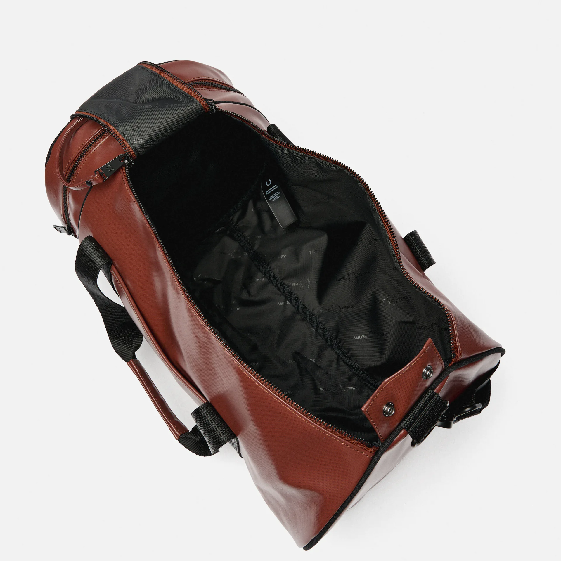 Fred Perry Tonal PU Barrel Bag Whisky Brown