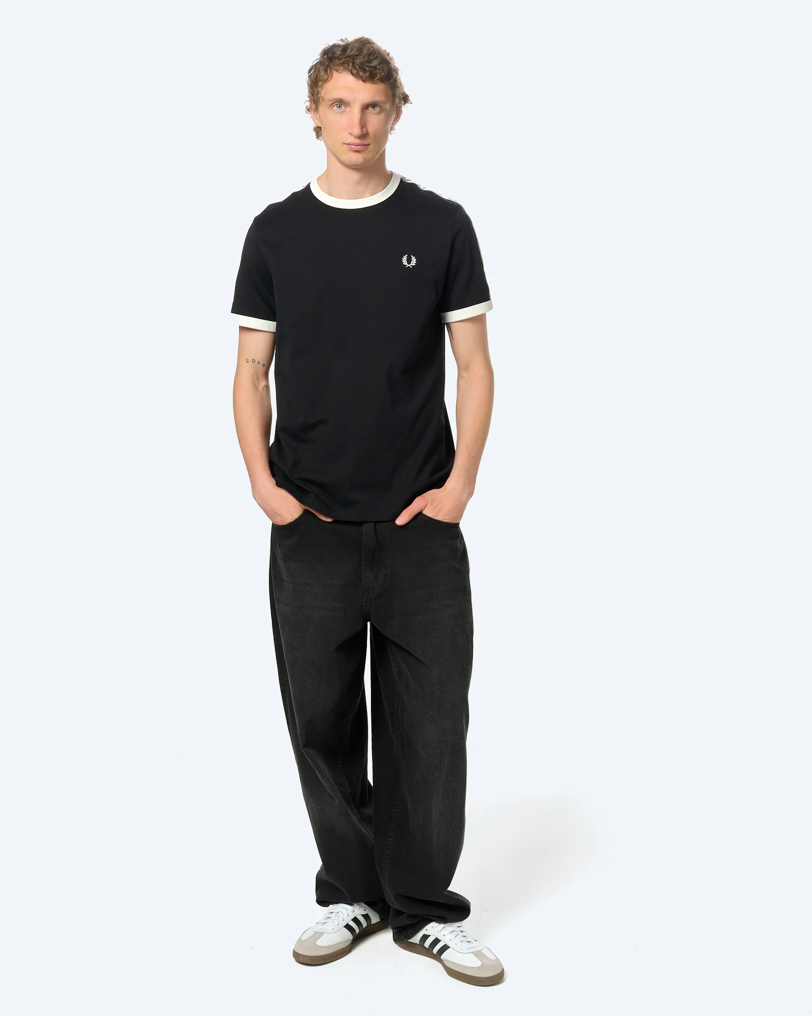 Taped Ringer T-Shirt Black