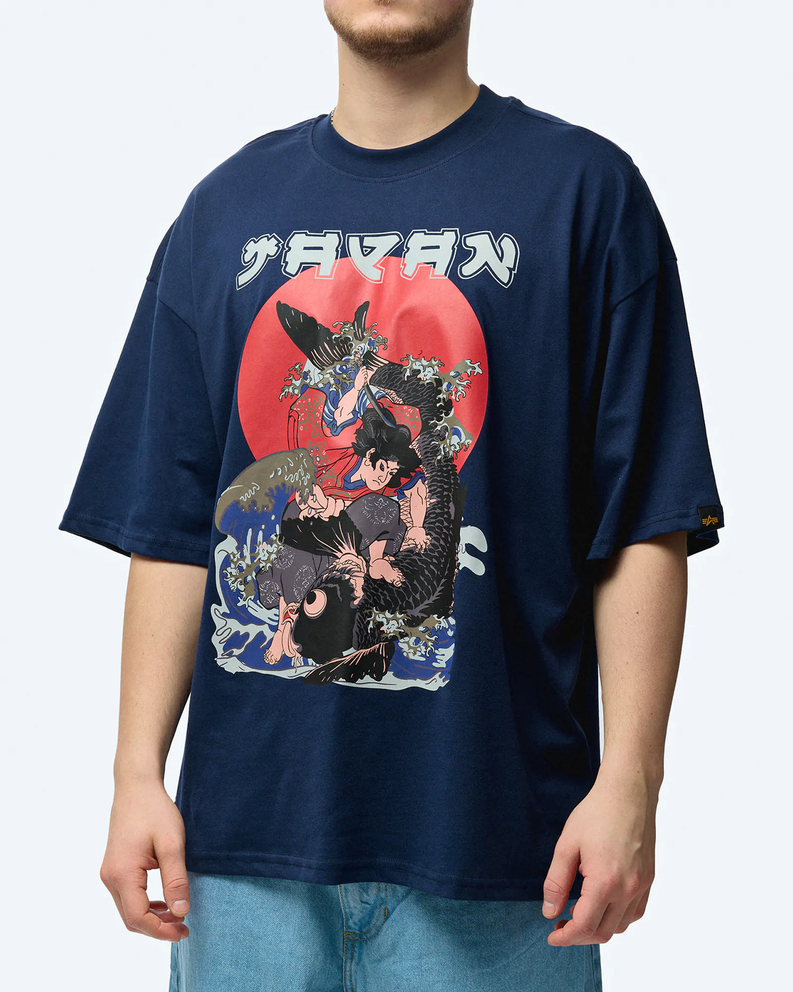 Alpha Industries Japan Warrior Oversize T-Shirt Blue Alpha Industries Japan Warrior Oversize T-Shirt Blue