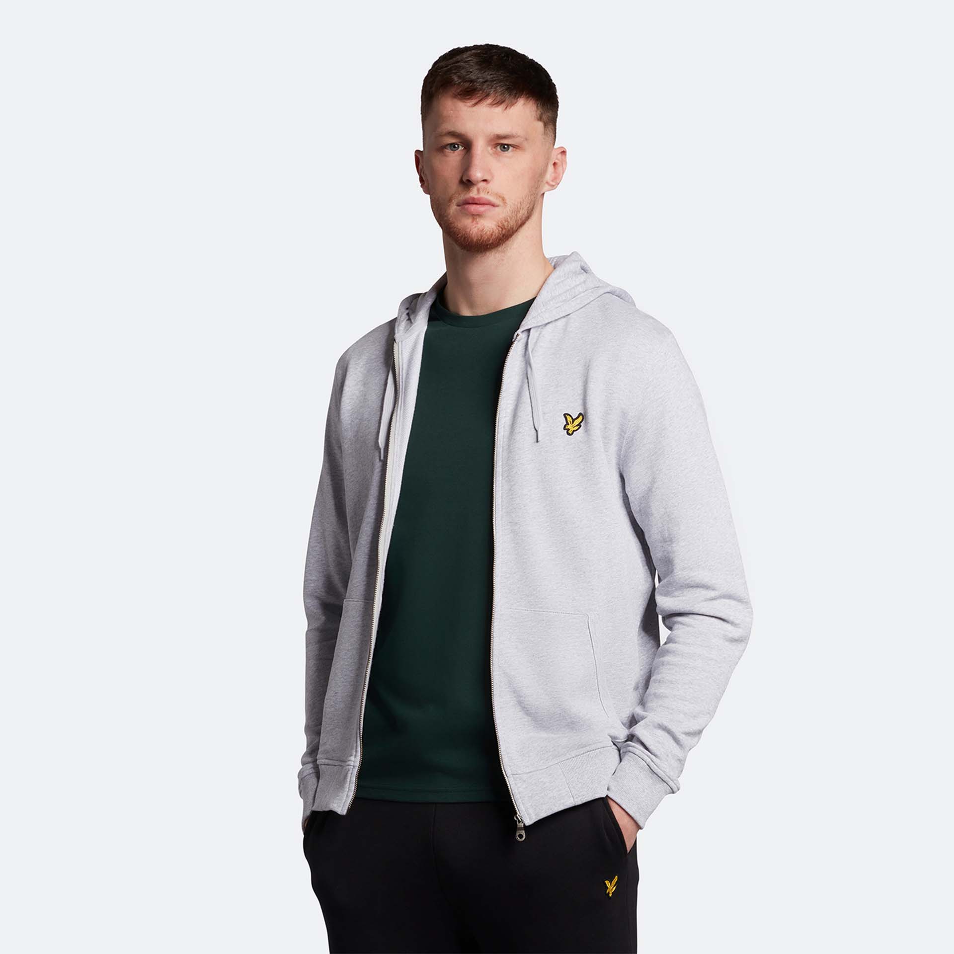 Lyle & Scott Zip Through Hoodie Light Grey Marl