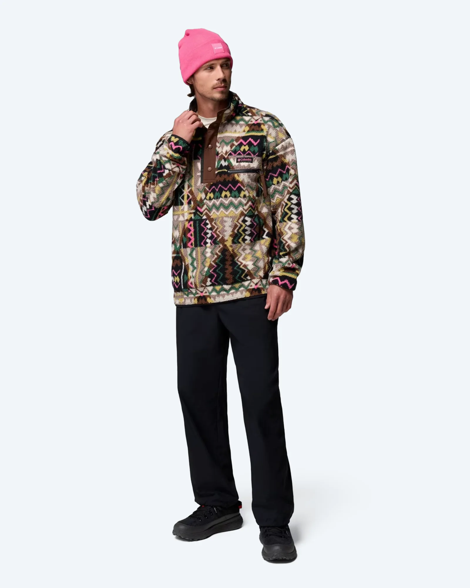 Helvetia™ II Printed Half Snap Fleece Black Geomix