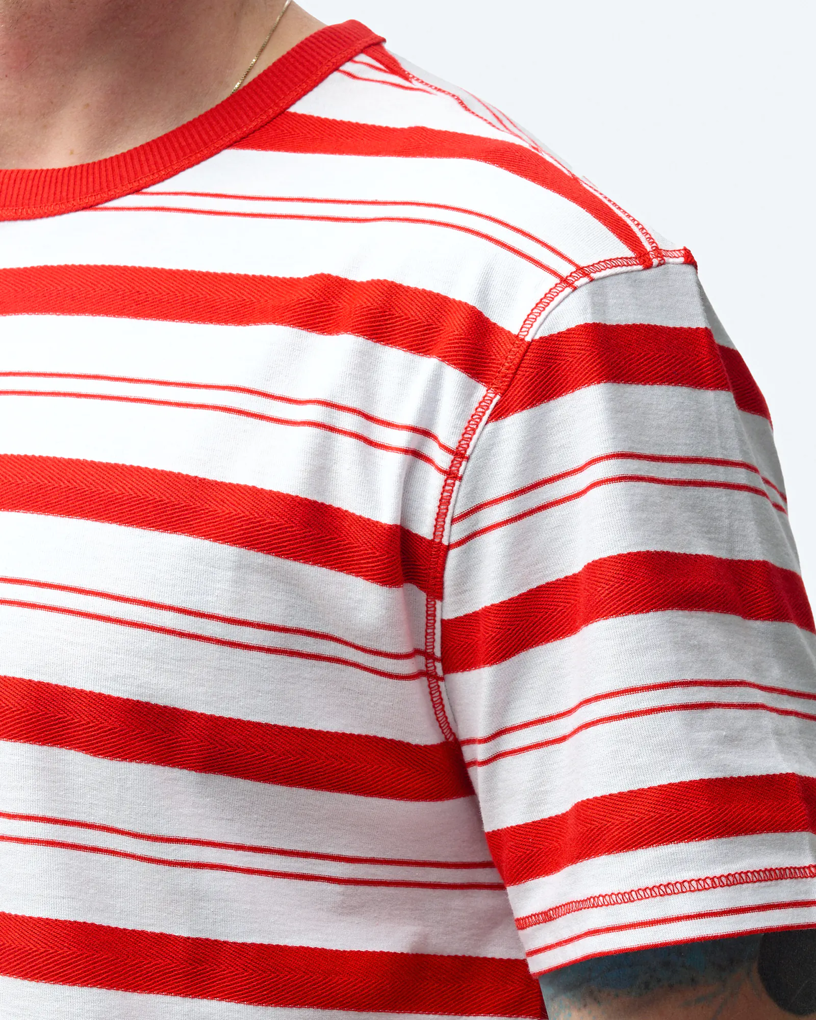 Tommy Jeans REG YD STRIPE TEE Deep Crimson - Main Image