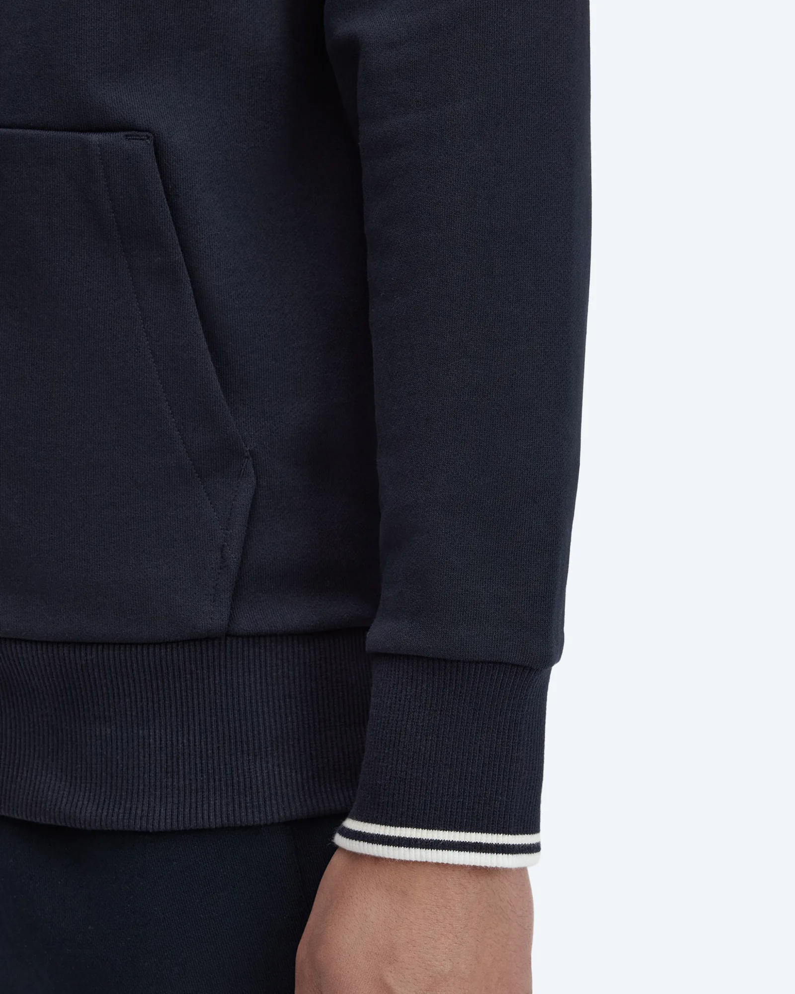 Fred Perry Hooded Zip Through Sweatshirt Navy