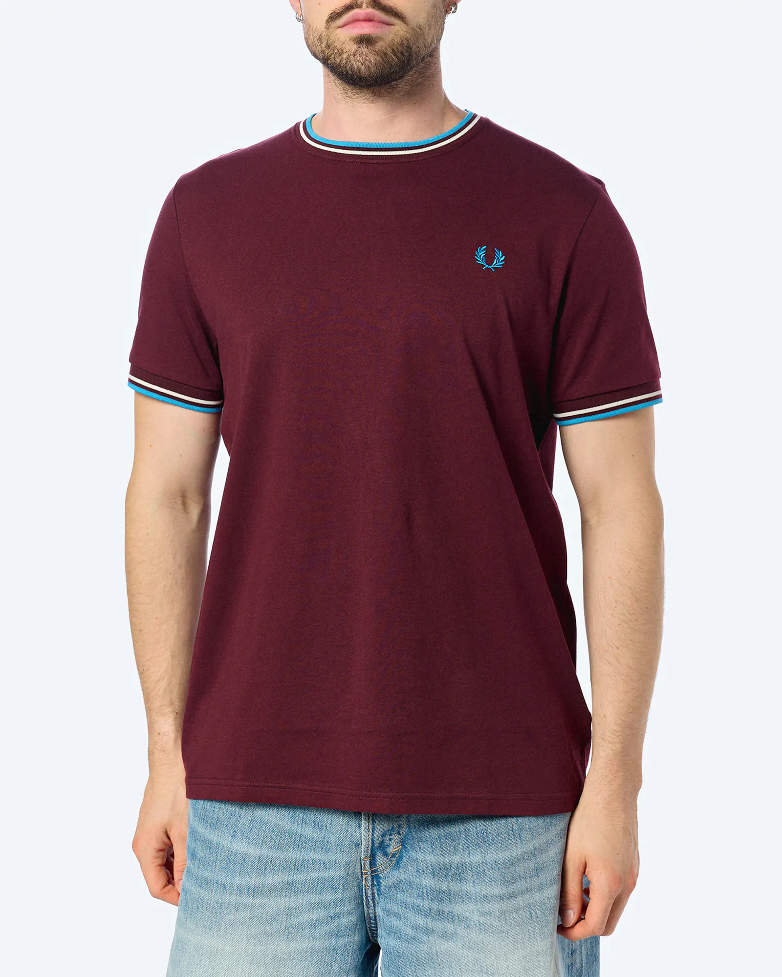 Fred Perry Twin Tipped T-Shirt Oxblood/Ecru/Court Blue