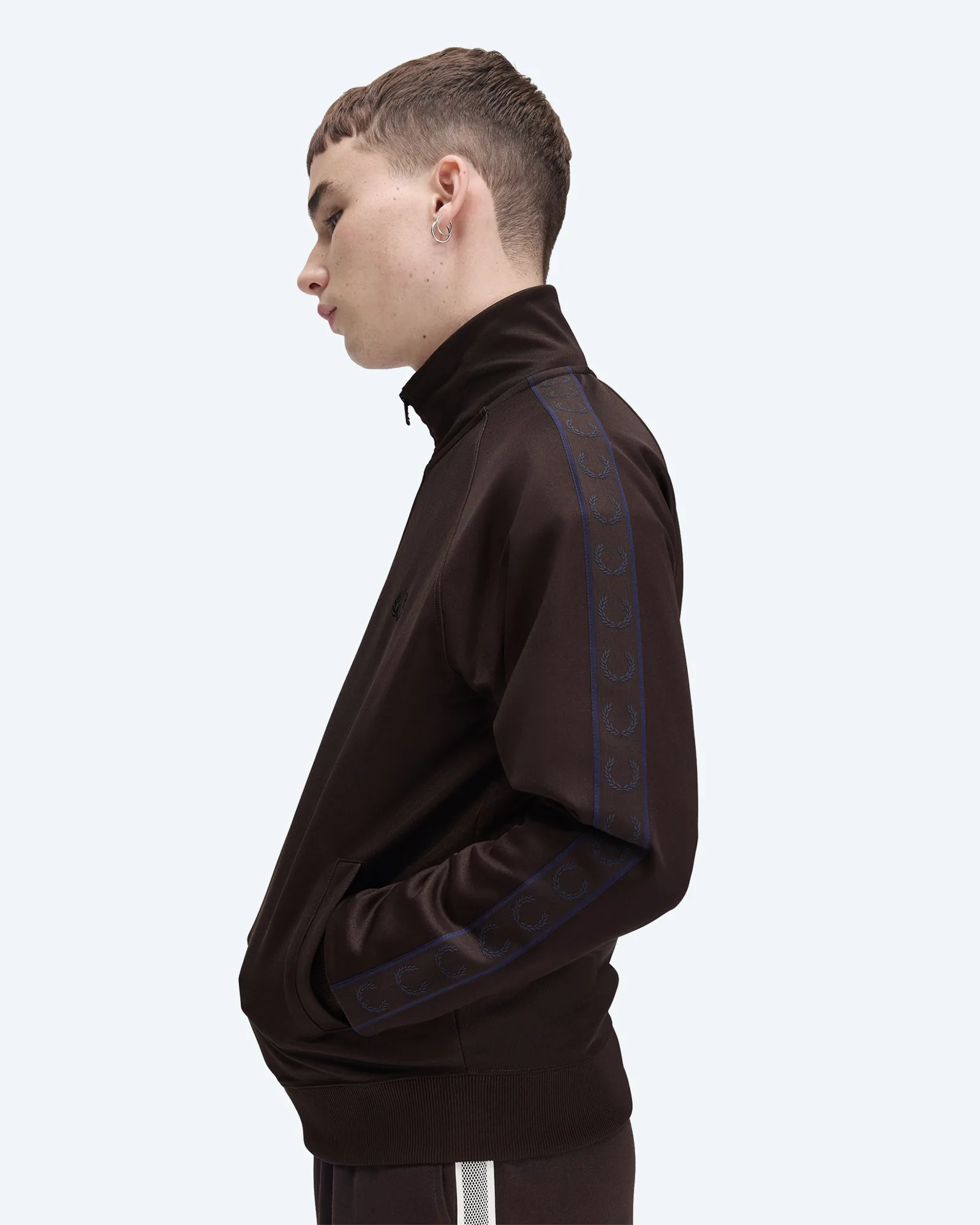 Contrast Tape Track Jacket Rich Brown