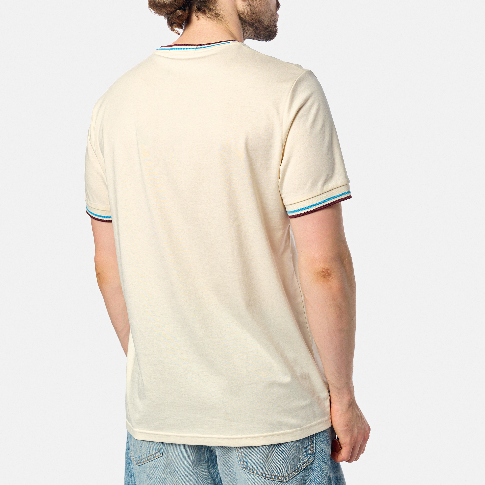 Fred Perry Twin Tipped T-Shirt Ecru/Court Blue/Oxblood