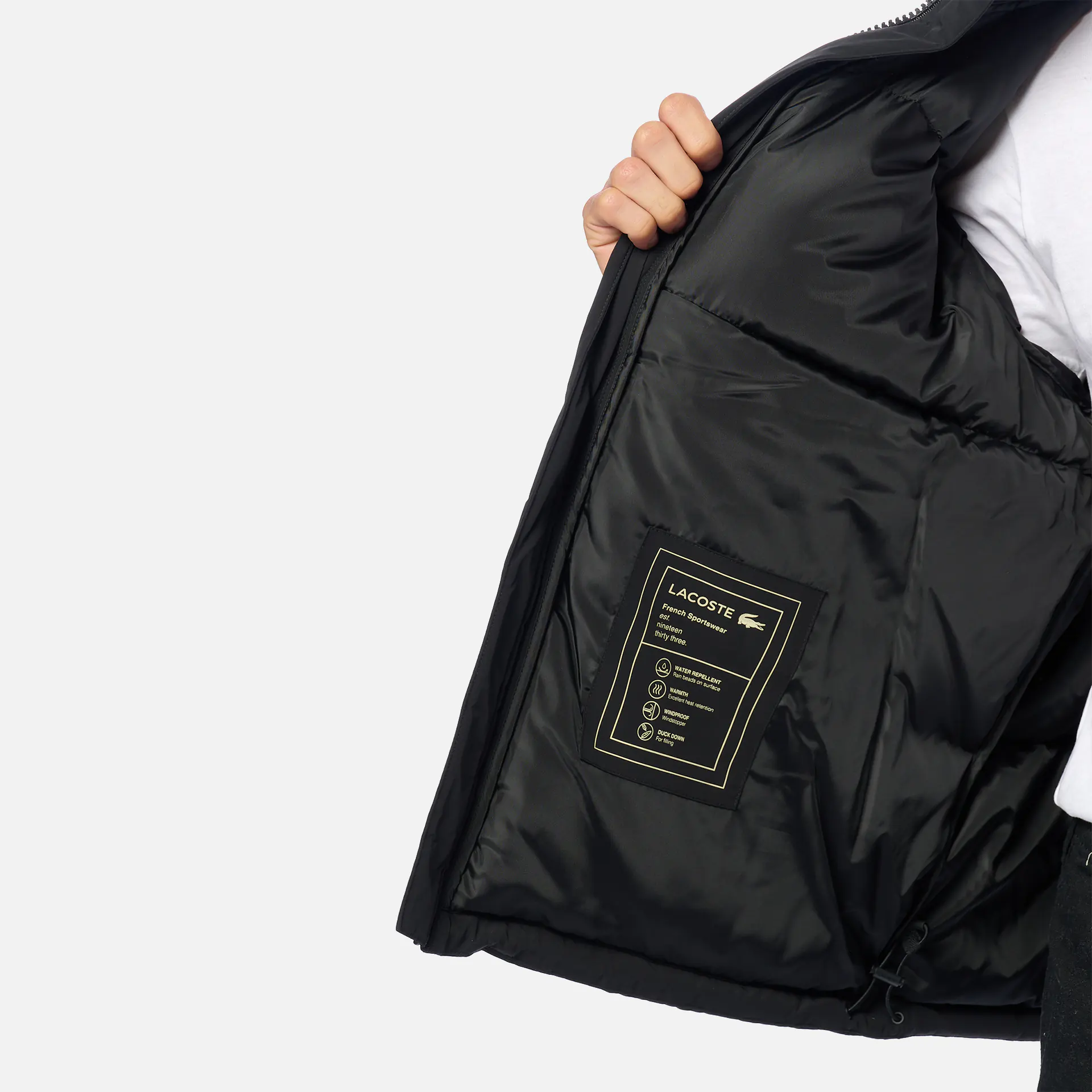 Lacoste Water Repellend Pufferjacket Black
