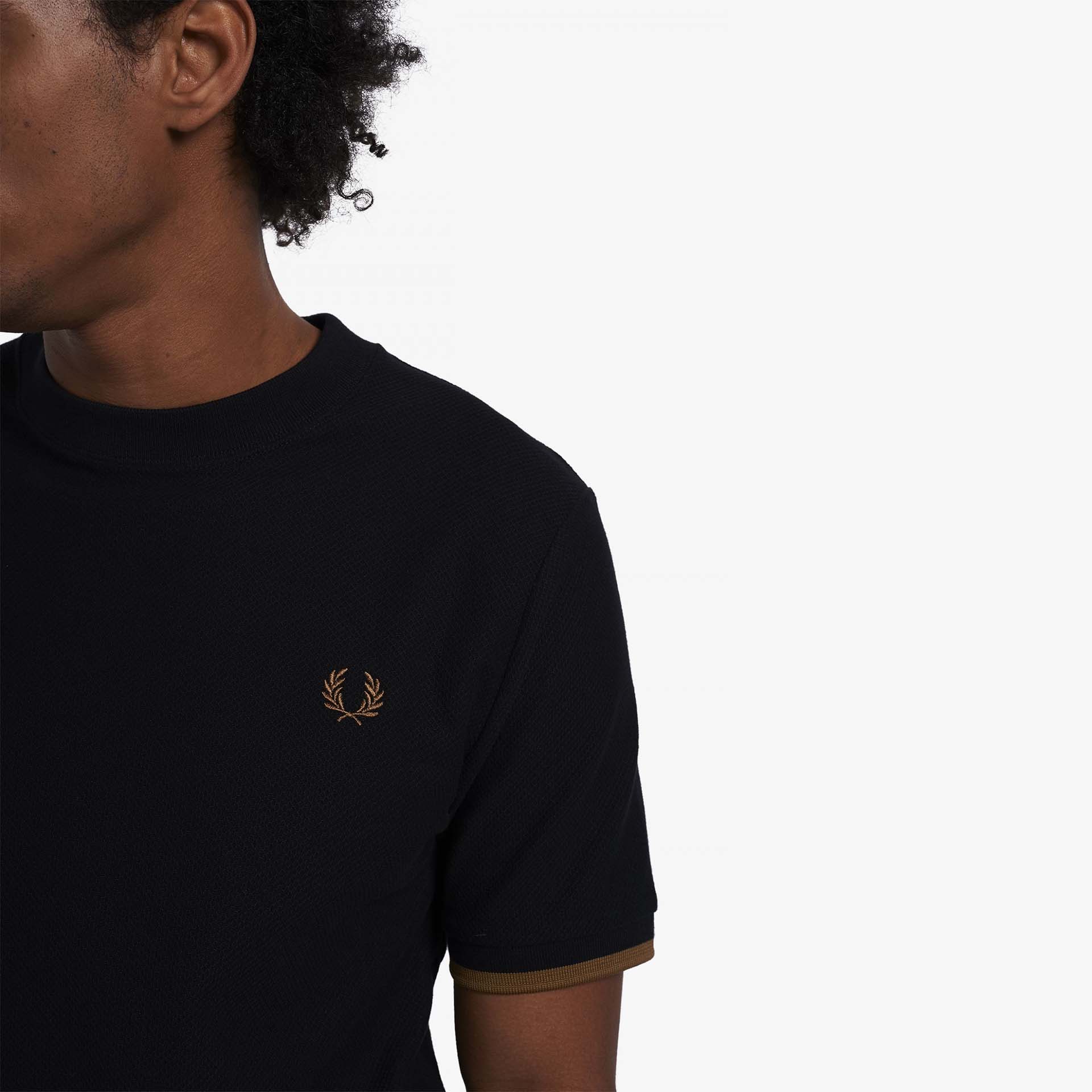 Fred Perry Tipped Cuff Pique Shirt Black