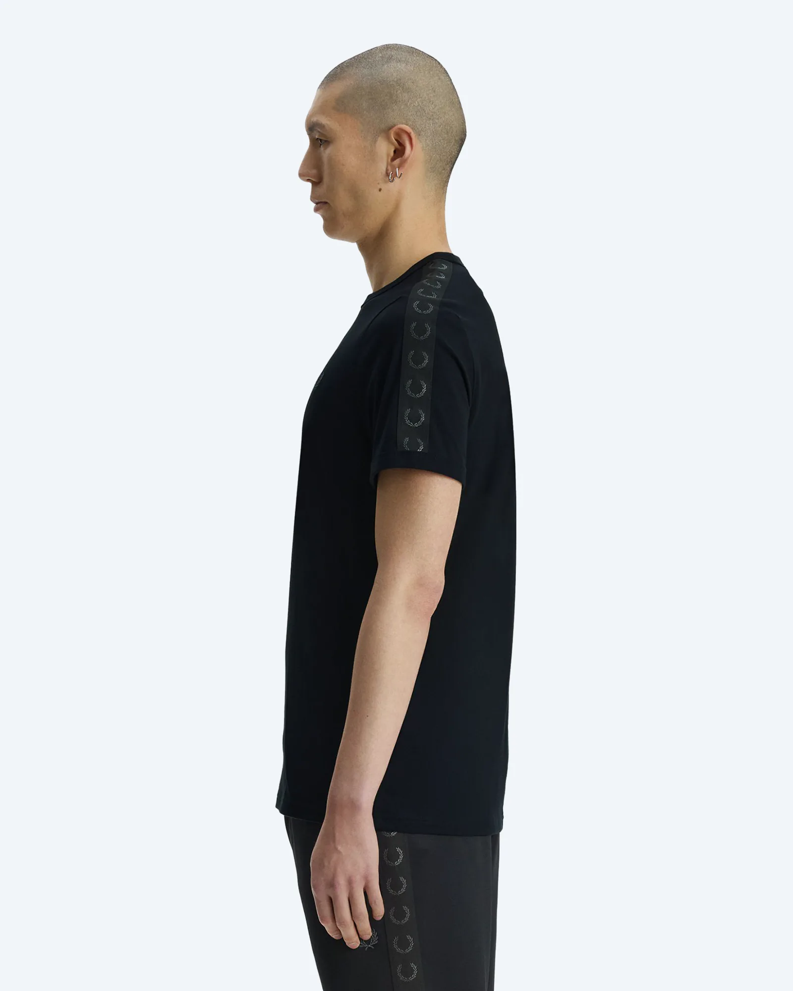 Contrast Reflective Tape Ringer T-Shirt Black