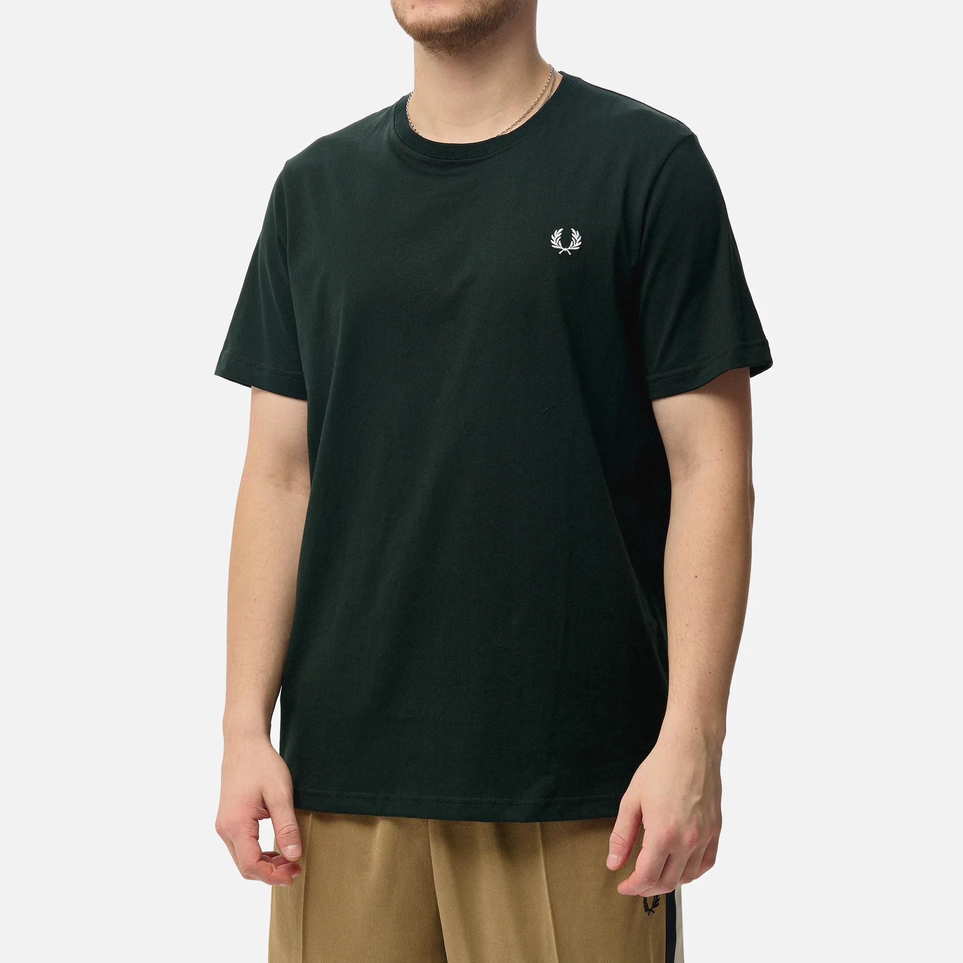 Fred Perry Crew Neck T-Shirt Night Green/Snow White