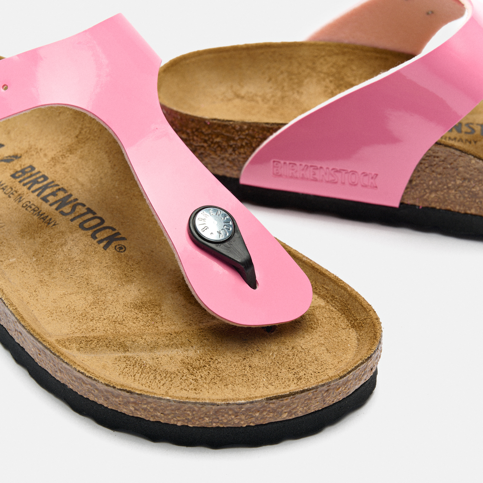 Birkenstock Gizeh Birko-Flor Sandals Narrow Patent Candy Pink/Black
