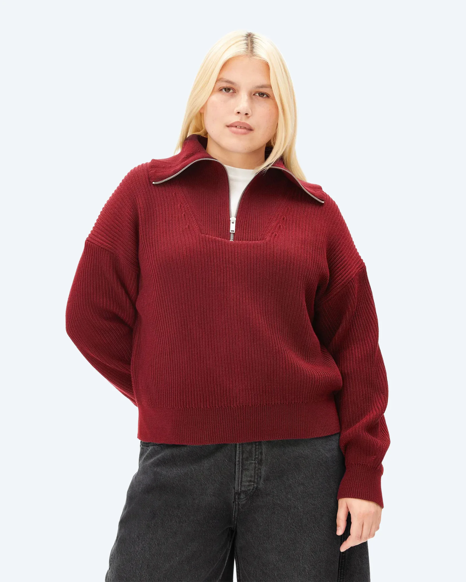 VANISÉ RIB KNIT TROYER velvet red-light velvet red