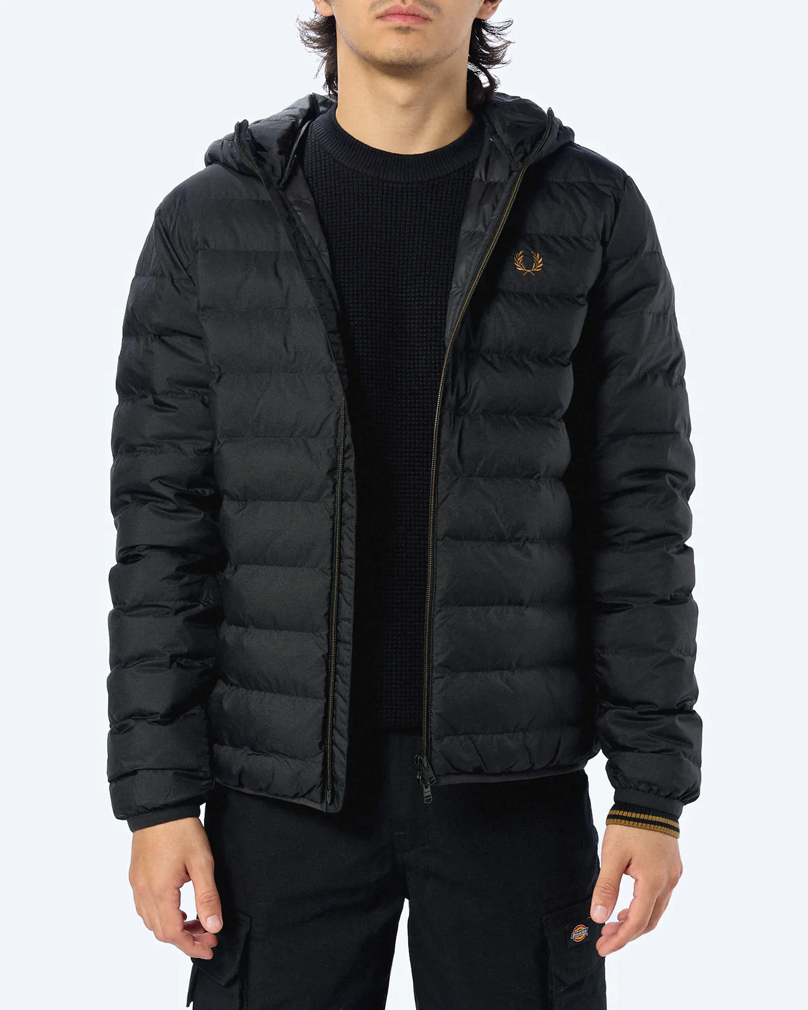 Fred Perry Hooded Insulated Jacket Black Fred Perry Hooded Insulated Jacket Black