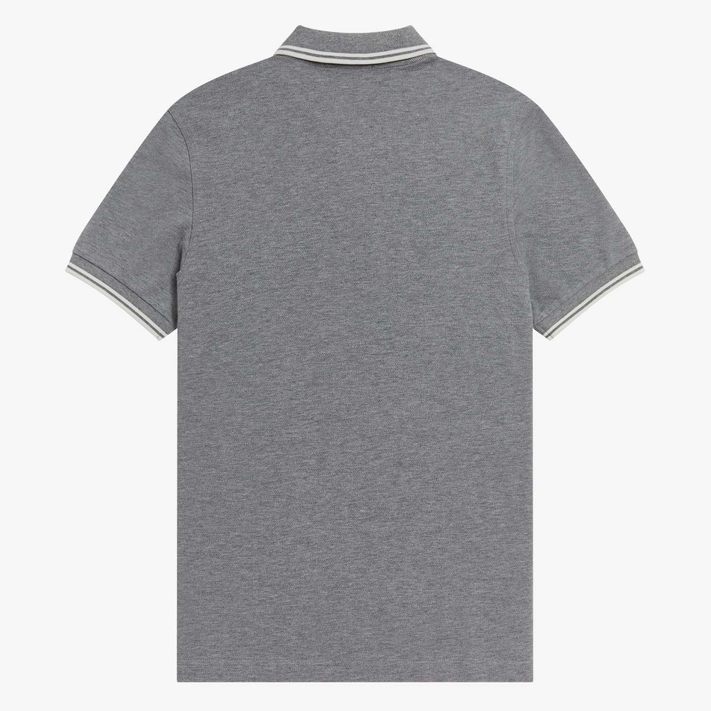 Fred Perry Poloshirt mit Doppelstreifen Steel Marl/Snow White