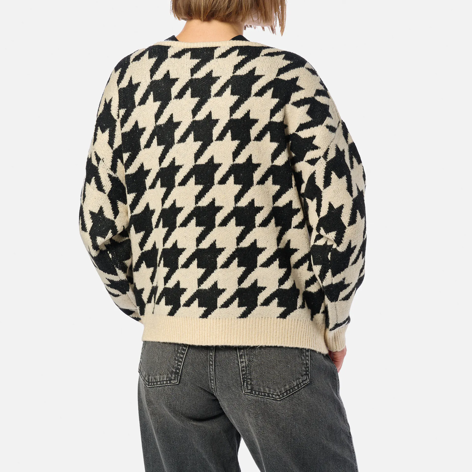 Kleinigkeit Wollma Dreieck Hahnentritt Sweatshirt Gockel Black/Beige