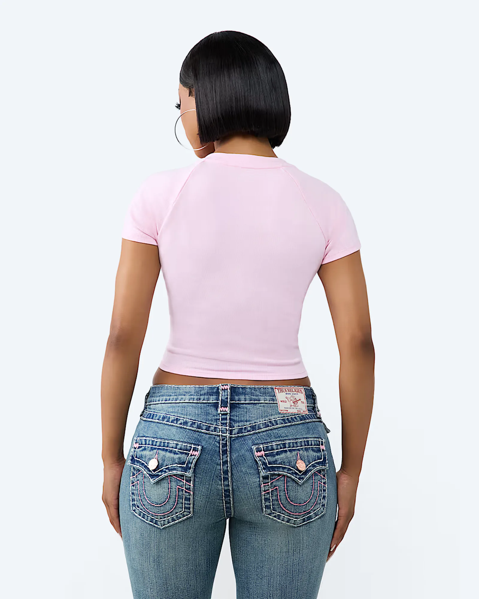 EMBROIDERED WASHED RIB BABY TEE ROSEATE SPOONBILL