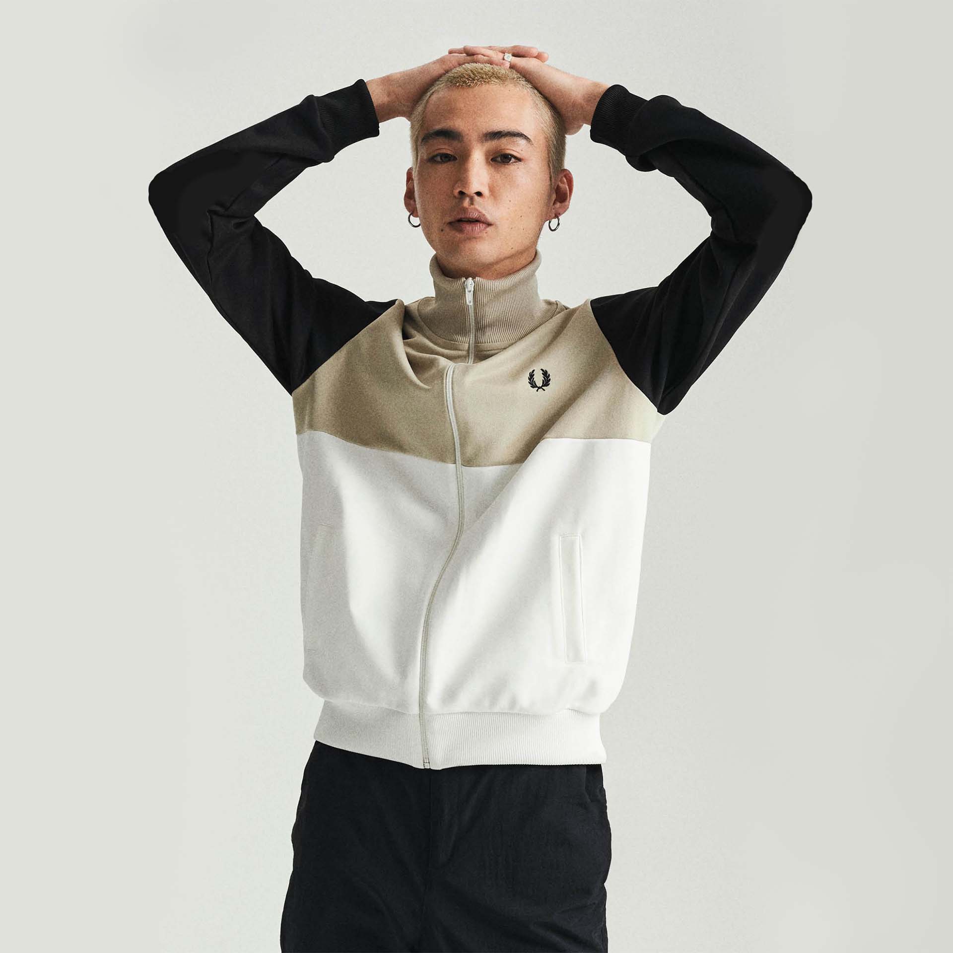 Fred Perry Colour Block Track Jacket Light Oyster