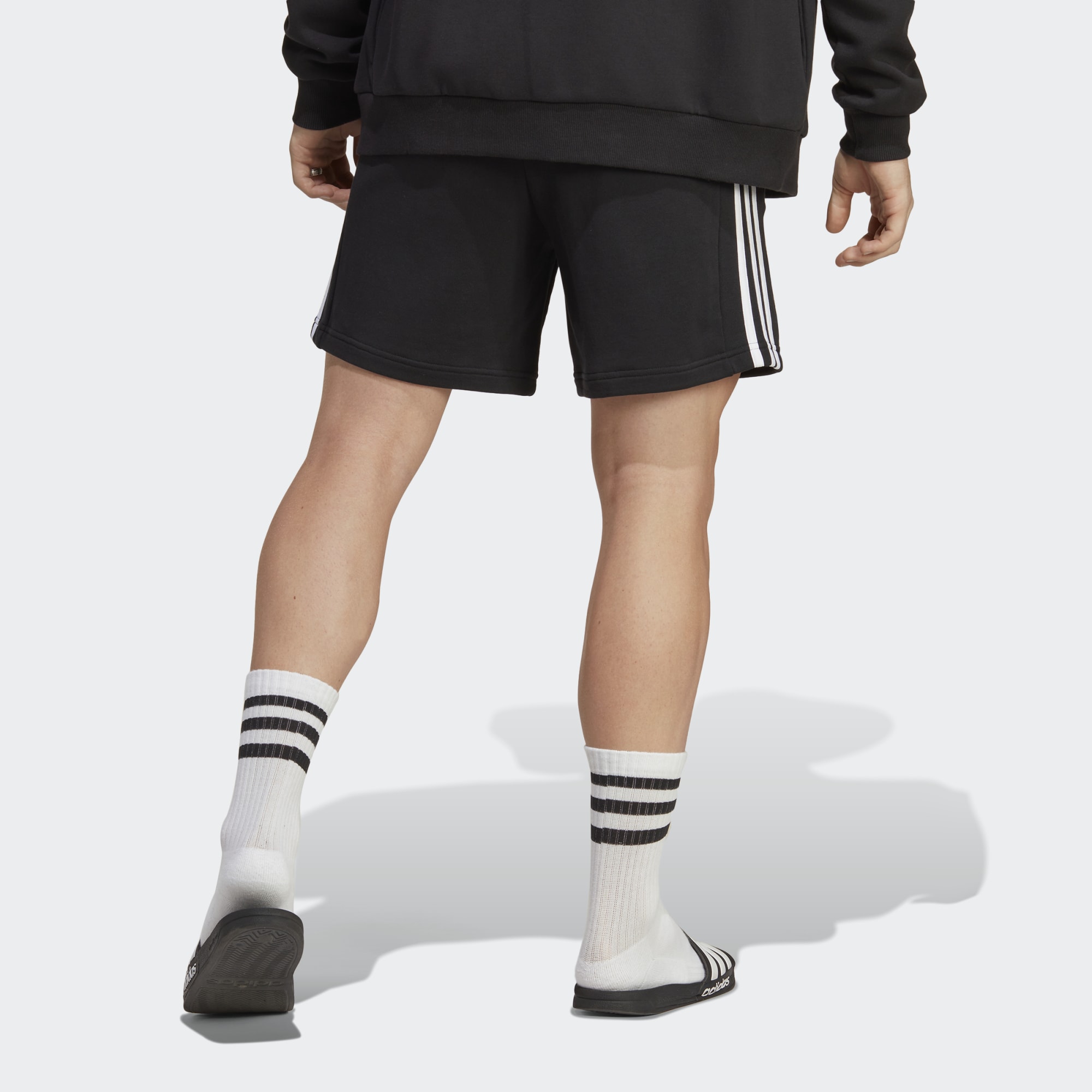 adidas Essentials French Terry 3-Stripe Shorts Black