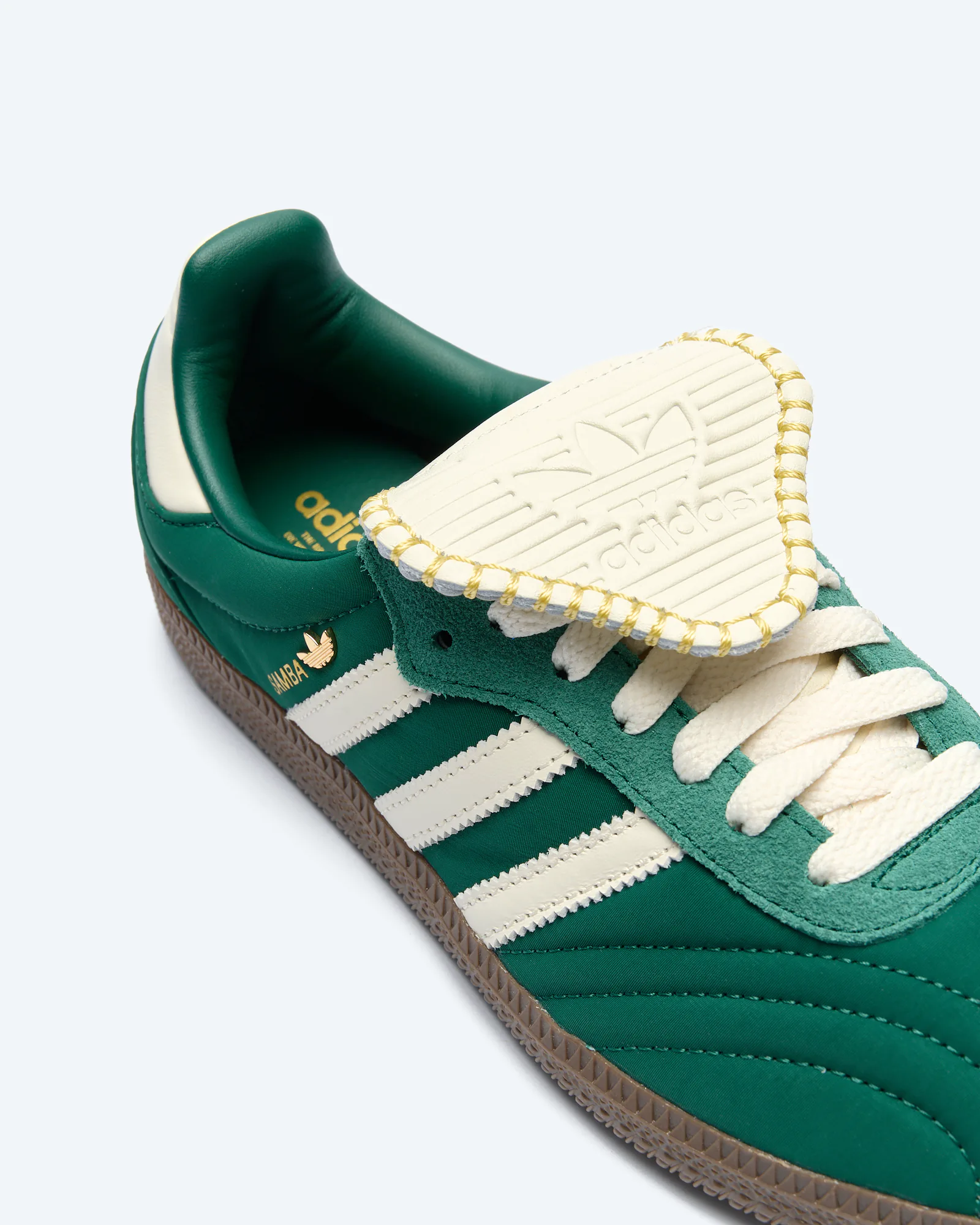adidas Originals Samba Long Tongue Sneaker Cream Core Green/Chalk White/Gold Metallic