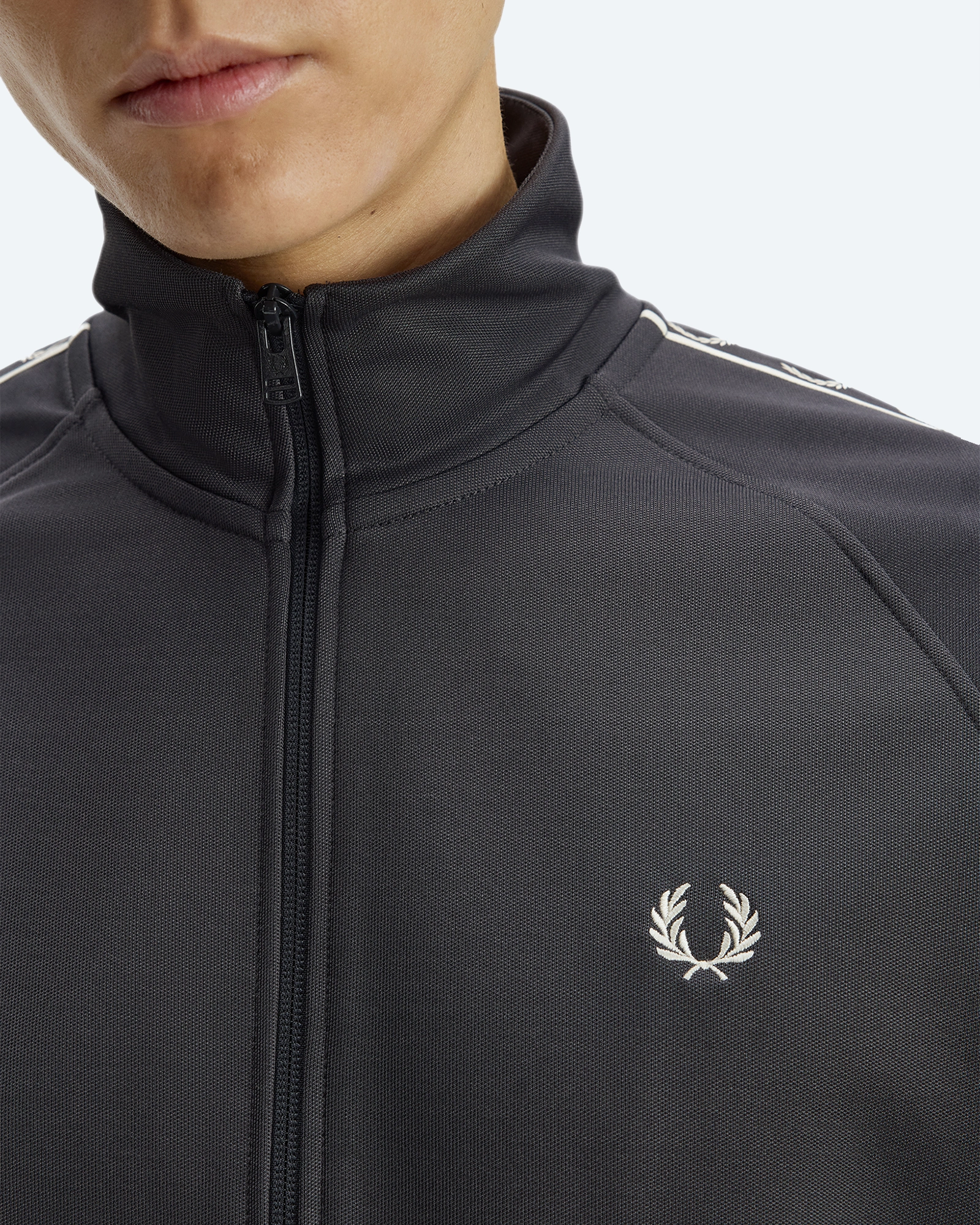 Contrast Tape Track Jacket Anchor Grey