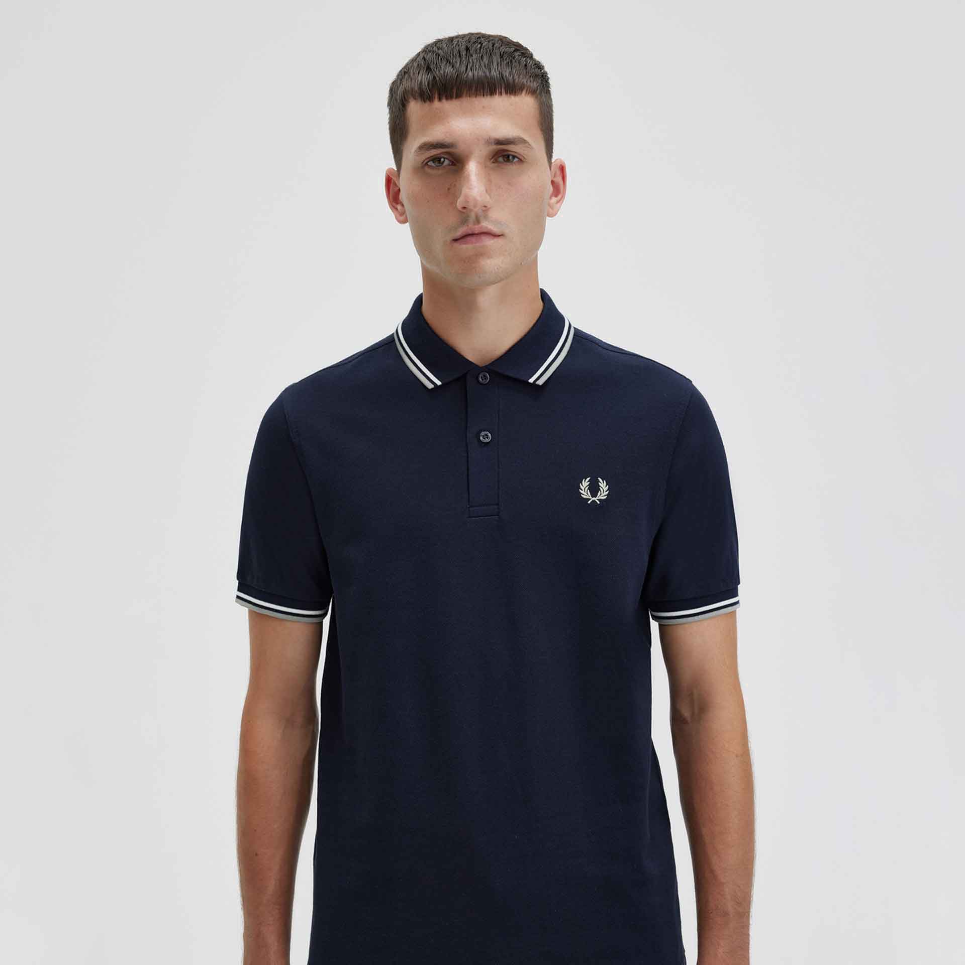 Fred Perry Twin Tipped Polo Shirt Navy/Snow White/Seagrass