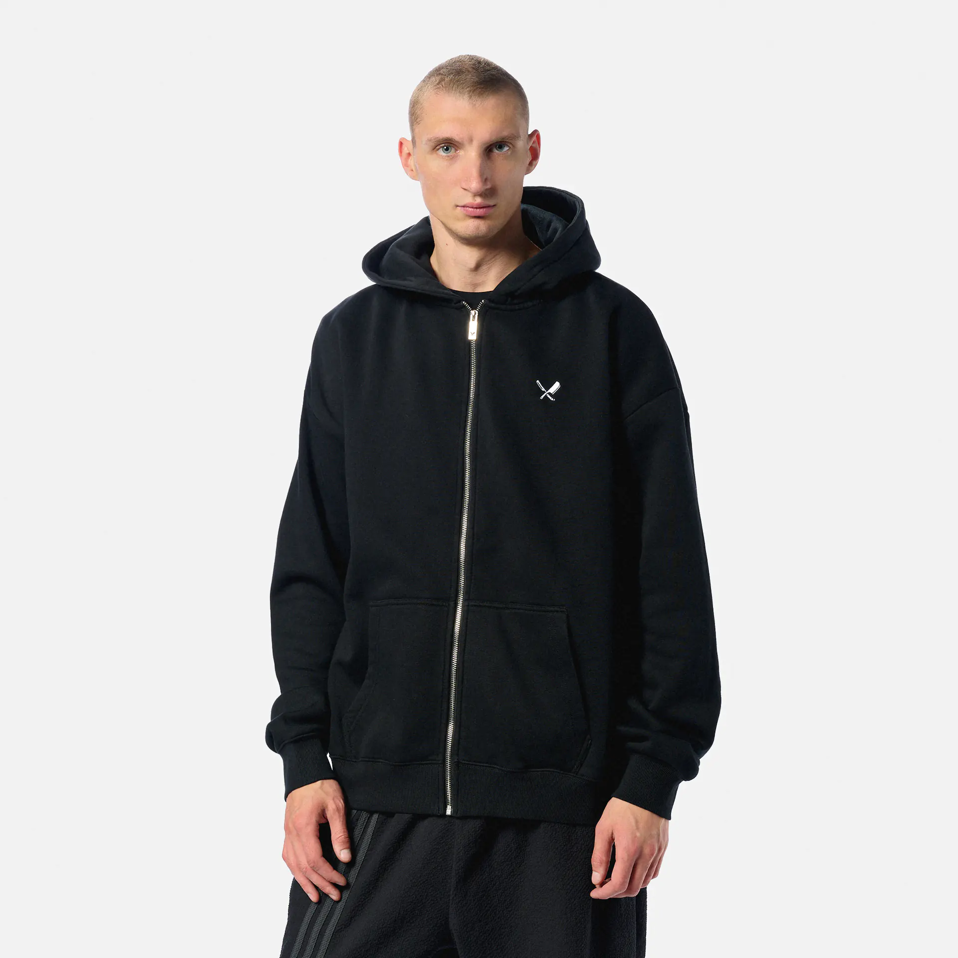 Distorted People Classic Oversized Zip Hoodie Black