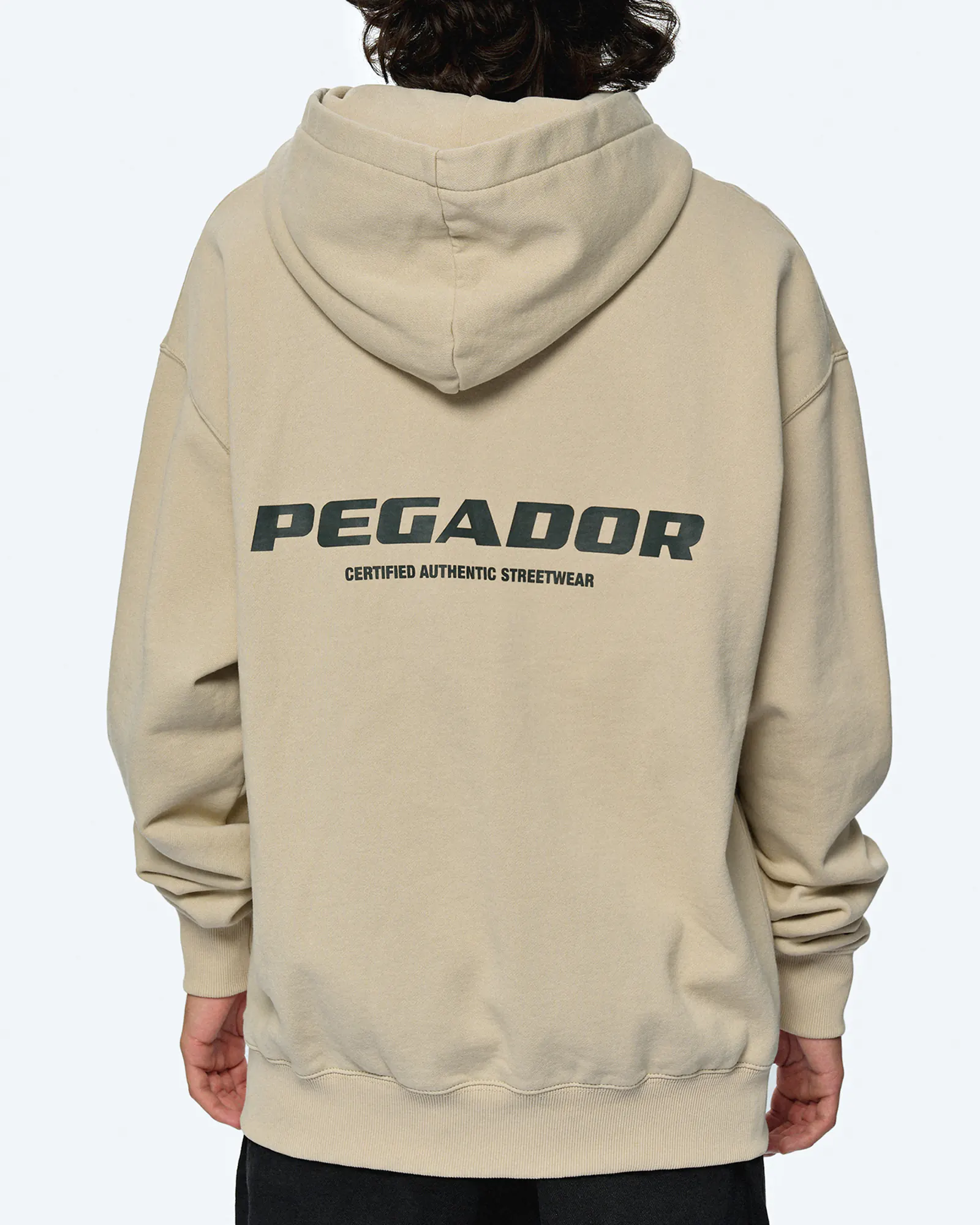 PEGADOR Colne Logo Oversized Hoodie Washed Light Beige Anthracite PEGADOR Colne Logo Oversized Hoodie Washed Light Beige Anthracite