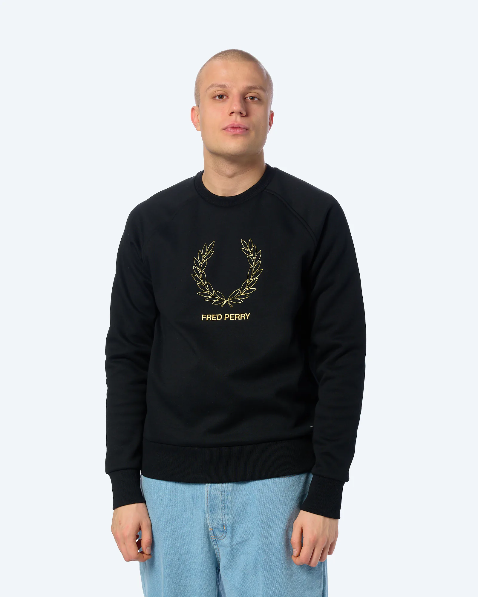 Fred Perry Outline Laurel Wreath Sweatshirt Black