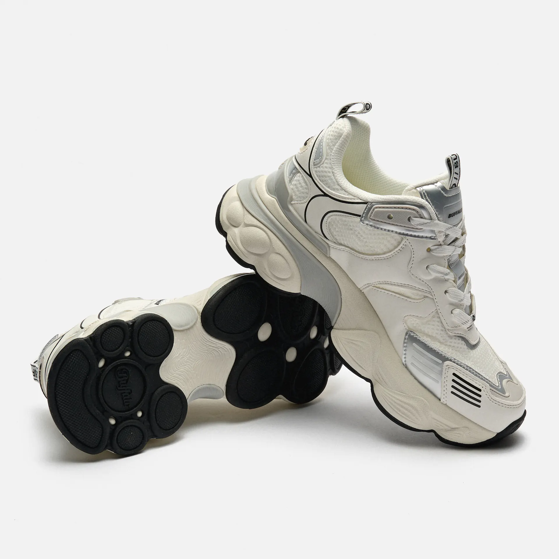 Buffalo Truck Vegan Nappa/Mesh Sneaker White/Silver