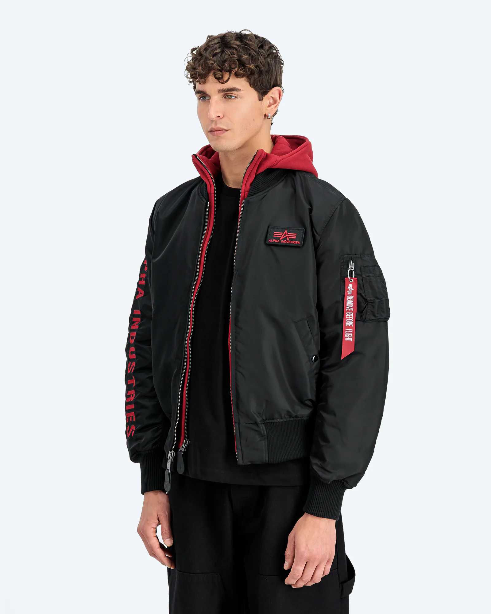 MA-1 D-Tec Sleeve Embroidery Jacket Black/Red