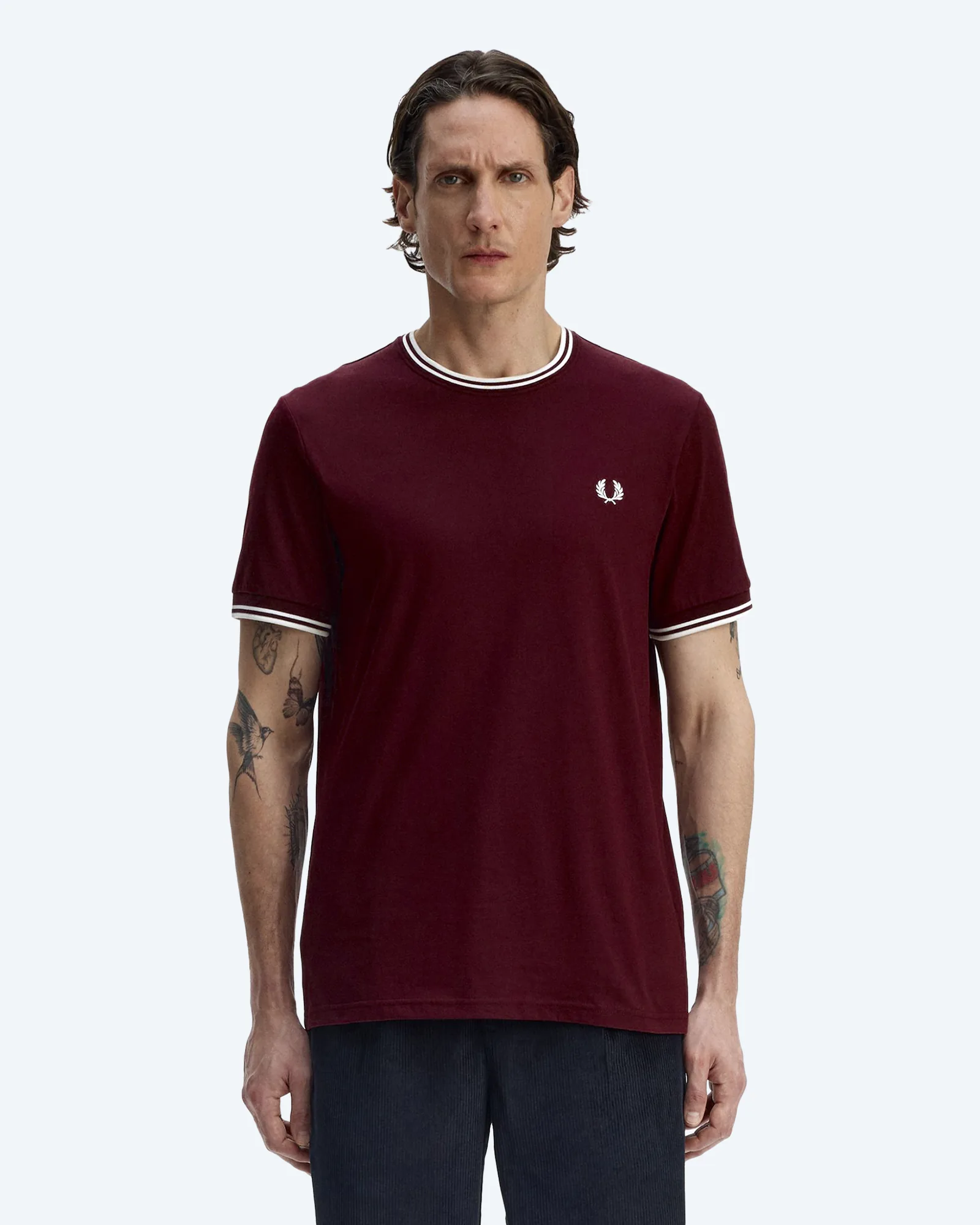 Fred Perry Twin Tipped T-Shirt Oxblood/Ecru
