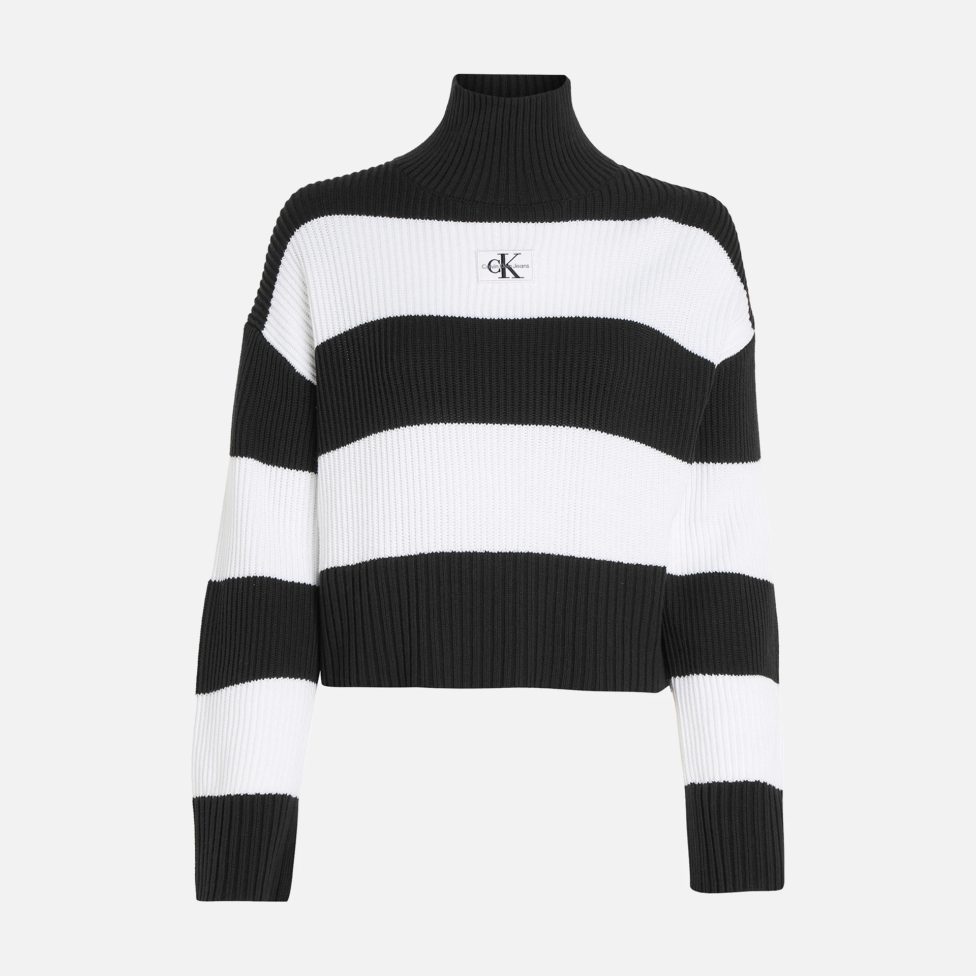 Jeans Label Sweater Klein Black/Bright Stripes Calvin Chunky White