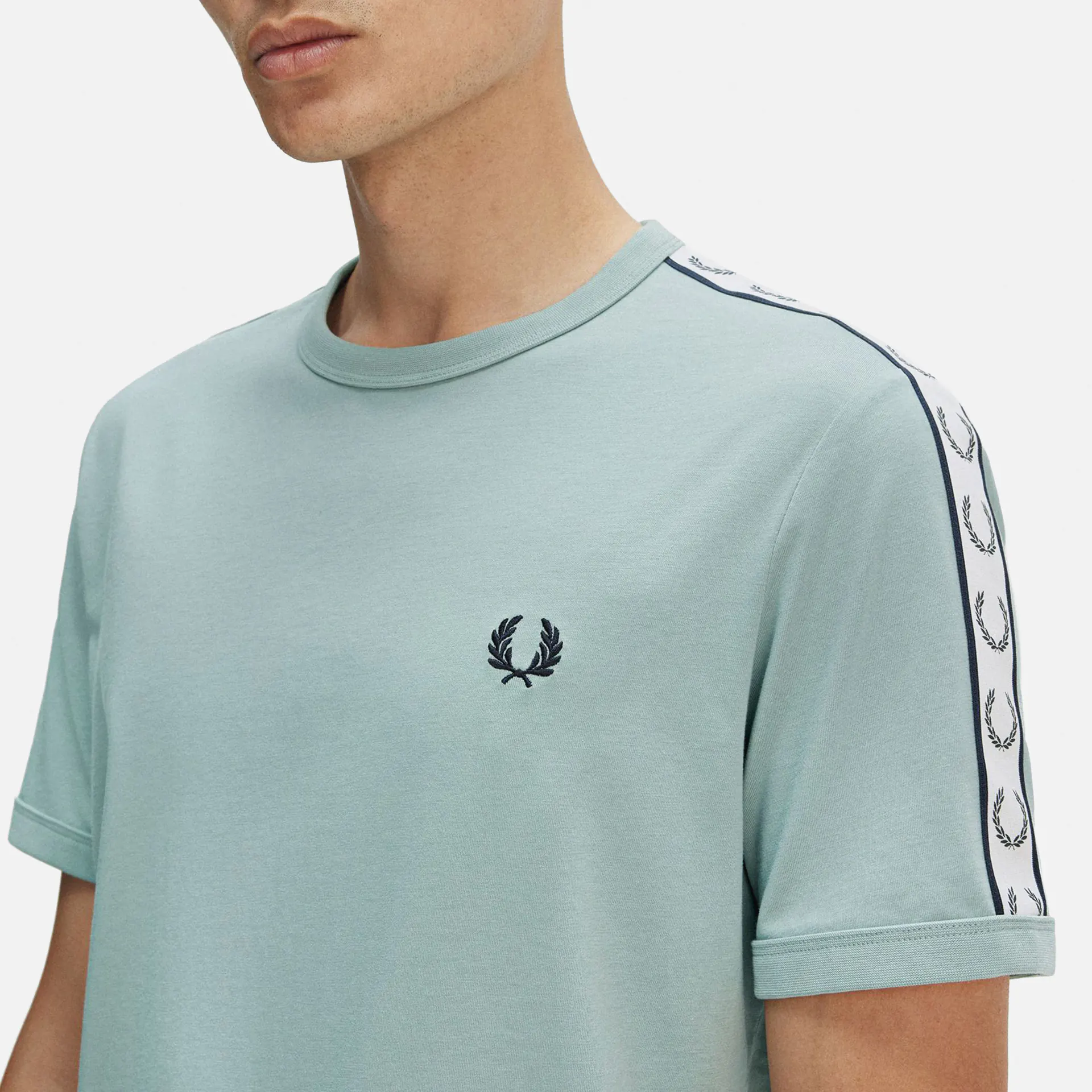 Fred Perry Taped Ringer T-Shirt Silver Blue Fred Perry Taped Ringer T-Shirt Silver Blue