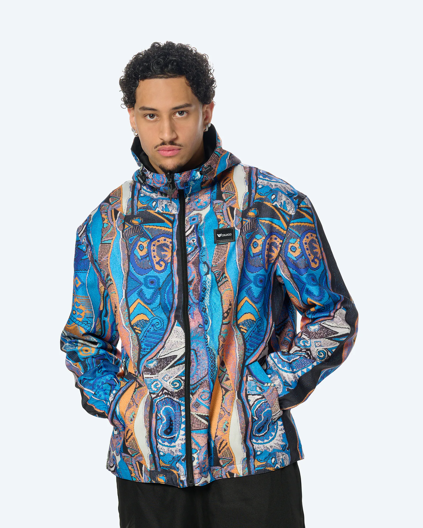 Colucci Reversible Signature Windbreaker AOP Blue Orange / Black