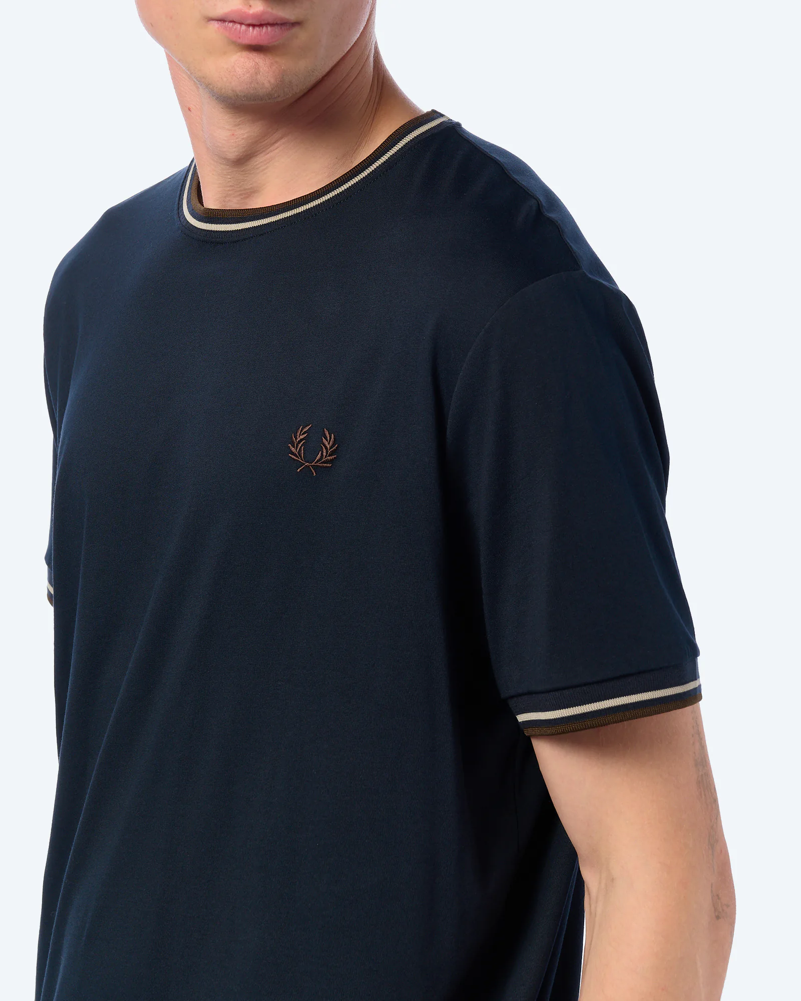 Fred Perry Twin Tipped T-Shirt Navy/Warm Oat/Burnt Tobacco Fred Perry Twin Tipped T-Shirt Navy/Warm Oat/Burnt Tobacco