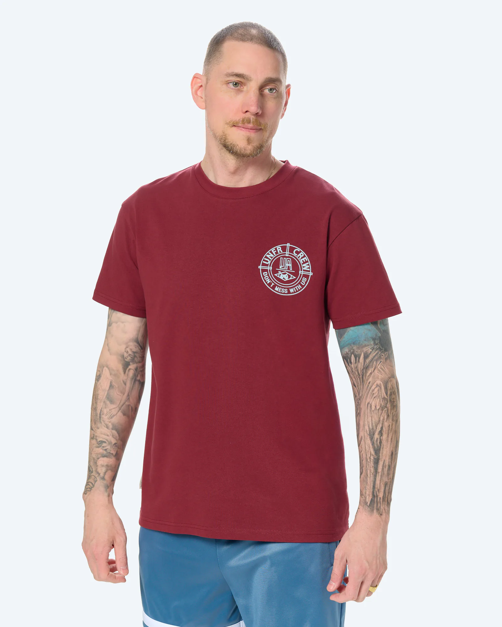 Unfair Athletics DMWU BP T-Shirt Burgundy/Skyblue