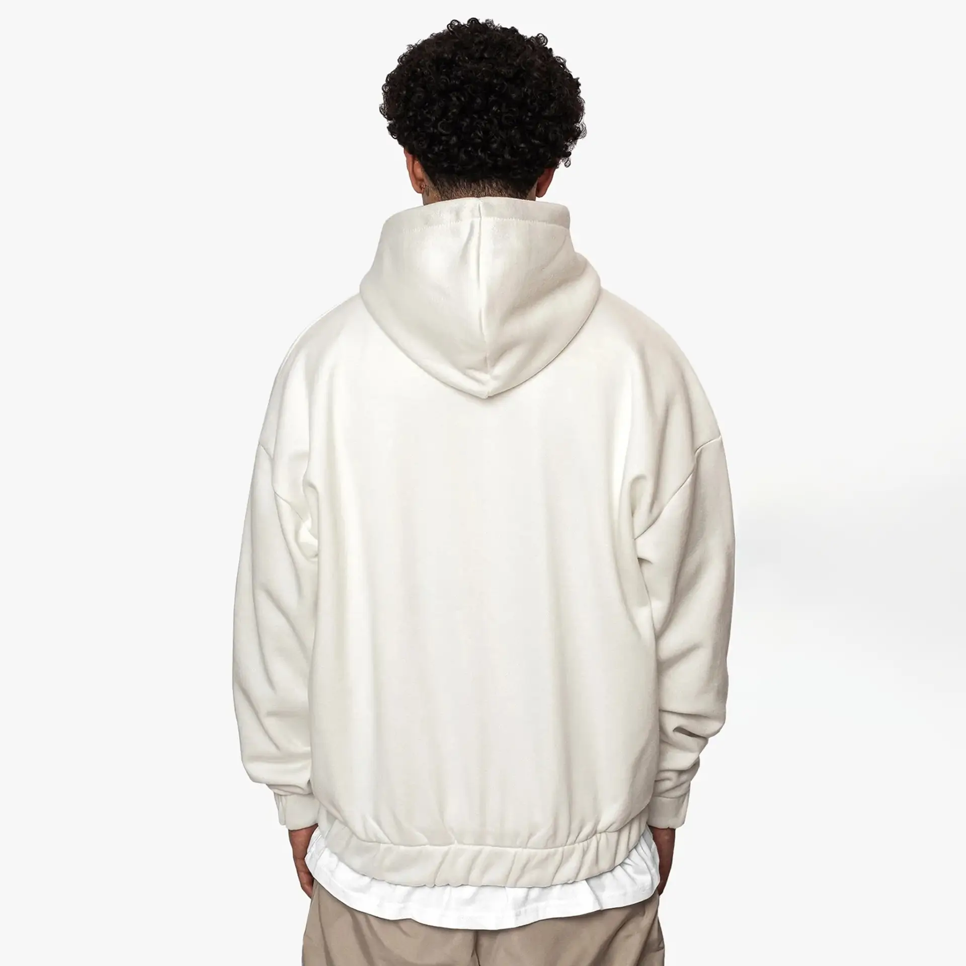 Dropsize Super Heavy Oversize Blank Zip Hoodie Washed White